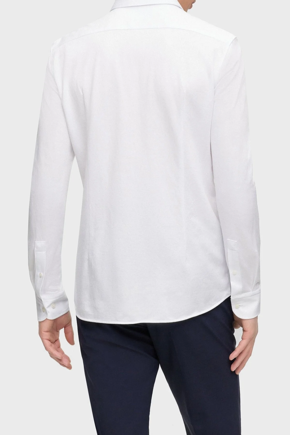 Boss Pamuklu Slim Fit Düğmeli Yaka Streç Gabardin Erkek Gömlek 50490349 100 BEYAZ - 2