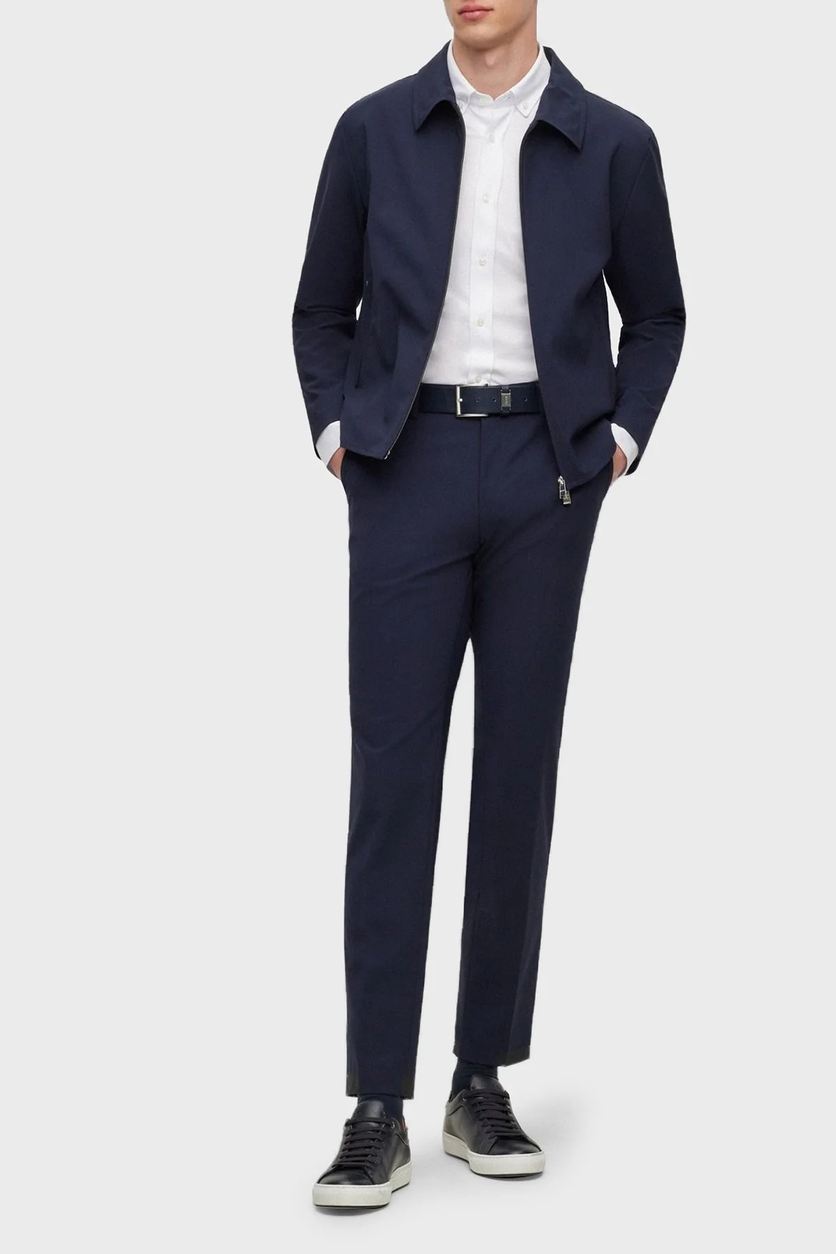 Boss Pamuklu Slim Fit Düğmeli Yaka Streç Gabardin Erkek Gömlek 50490349 100 BEYAZ - 4