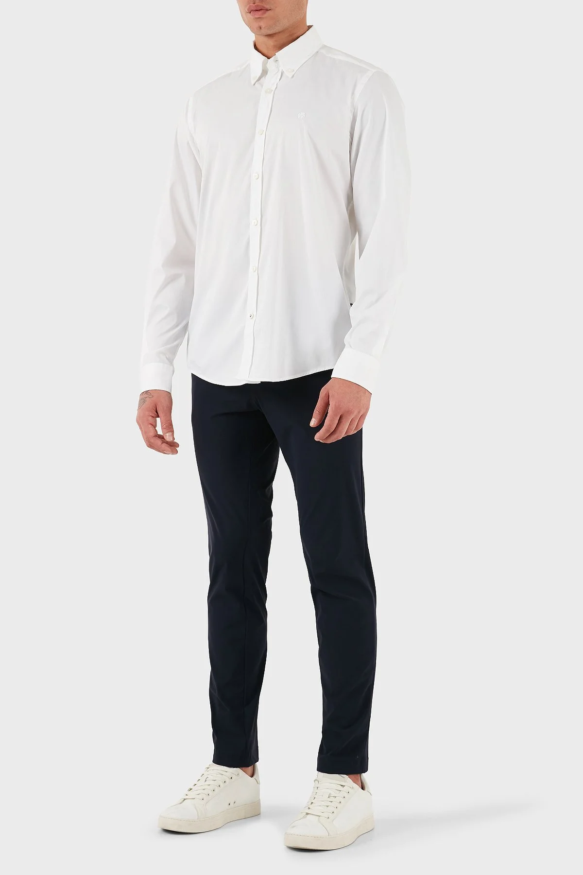 Boss Pamuklu Slim Fit Düğmeli Yaka Uzun Kollu Erkek Gömlek 50545227 100 BEYAZ - 2