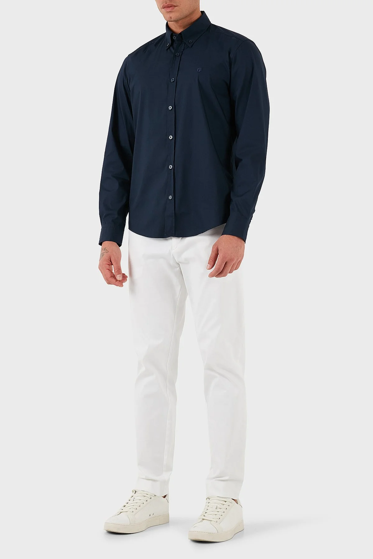 Boss Pamuklu Slim Fit Düğmeli Yaka Uzun Kollu Erkek Gömlek 50545227 404 LACİVERT - 2