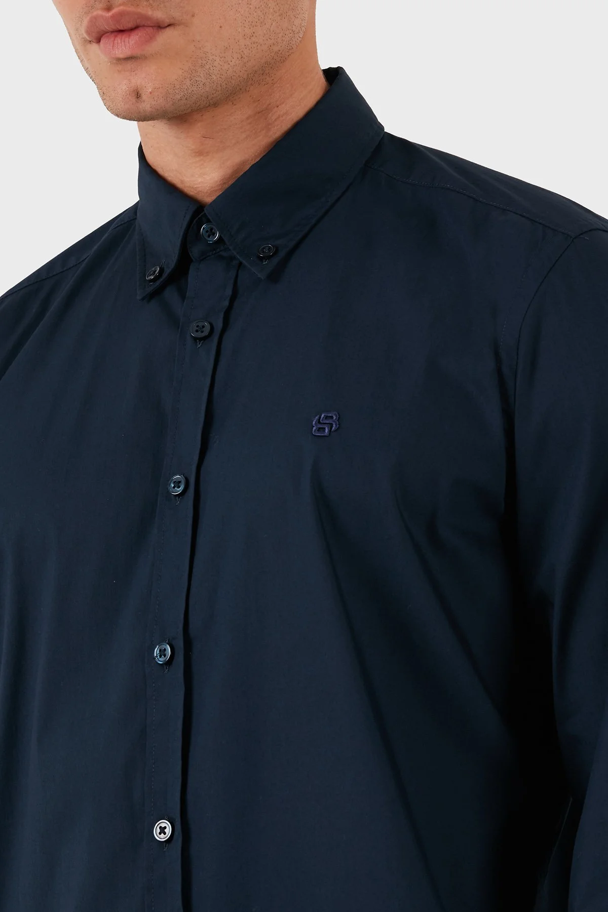 Boss Pamuklu Slim Fit Düğmeli Yaka Uzun Kollu Erkek Gömlek 50545227 404 LACİVERT - 6