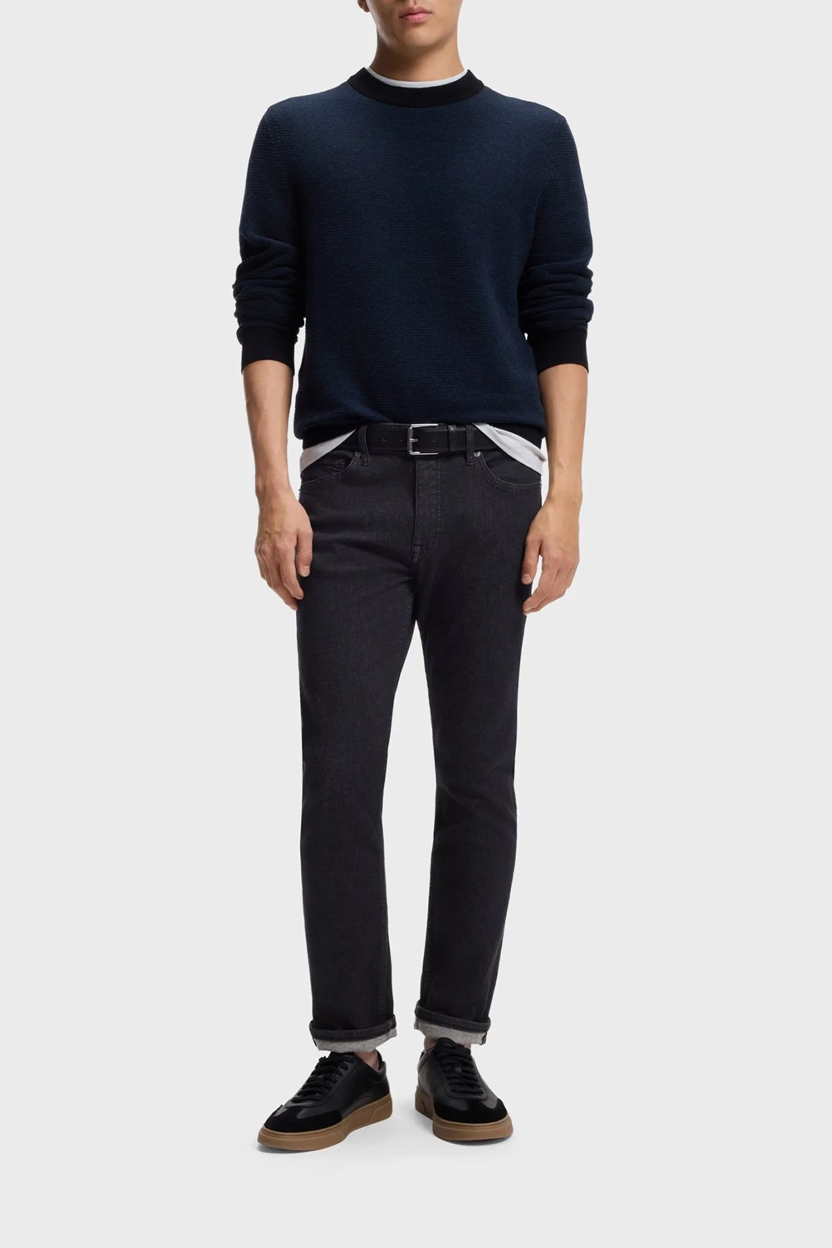 Boss Pamuklu Slim Fit Düz Paça Jeans Erkek Kot Pantolon 50553407 401 Lacivert - 2