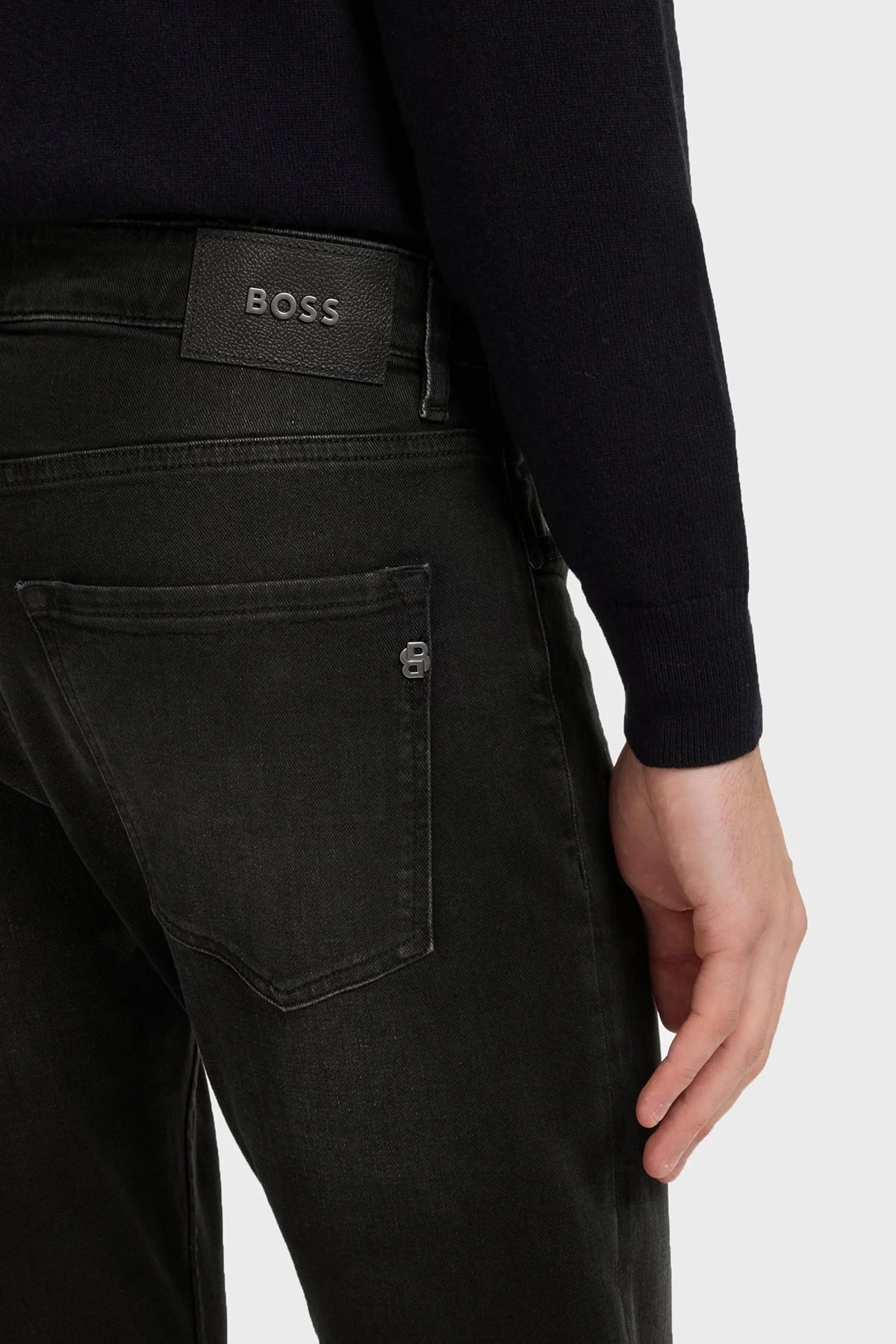 Boss Pamuklu Slim Fit Düz Paça Jeans Erkek Kot Pantolon 50568813 022 Siyah - 4