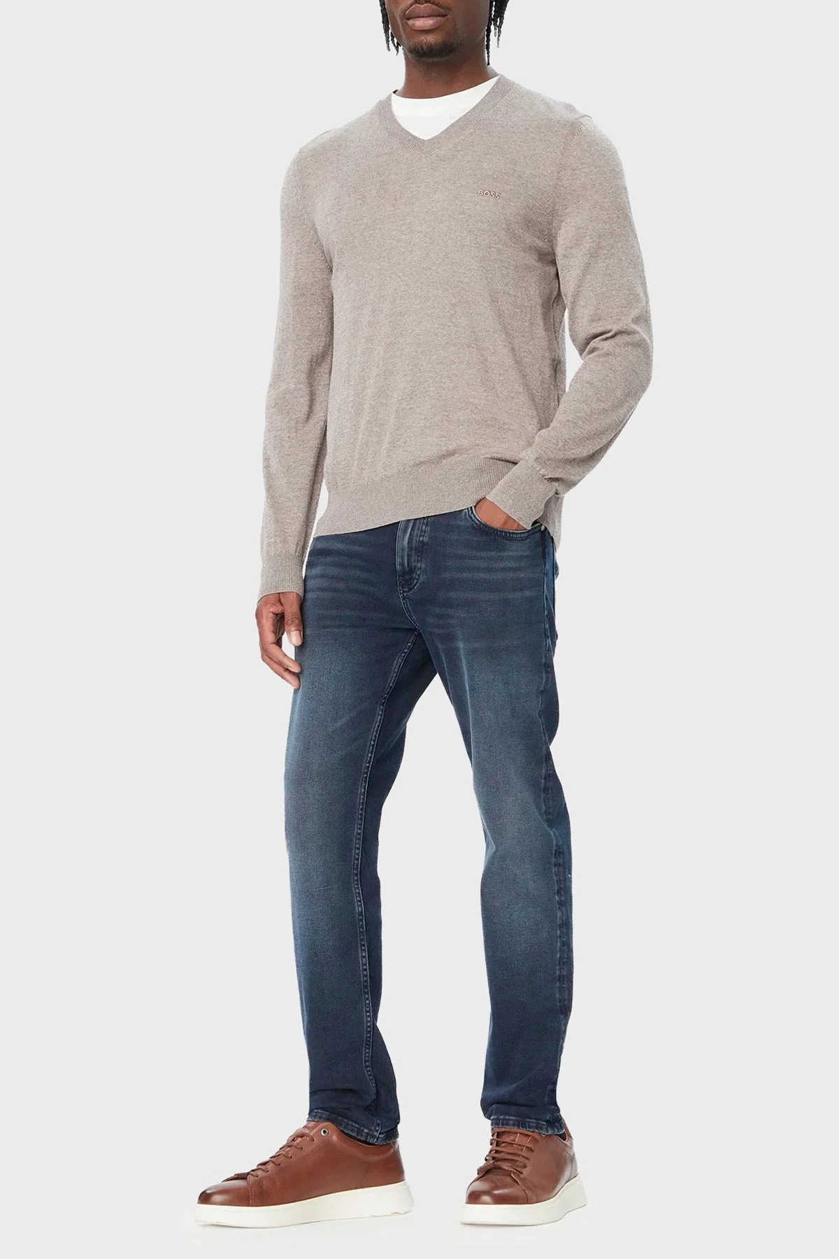Boss Pamuklu Slim Fit Düz Paça Jeans Erkek Kot Pantolon 50568841 411 Lacivert - 2