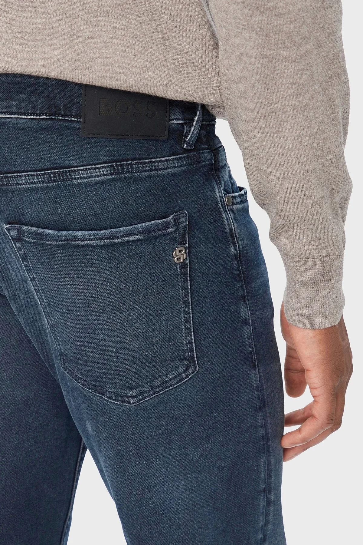 Boss Pamuklu Slim Fit Düz Paça Jeans Erkek Kot Pantolon 50568841 411 Lacivert - 5