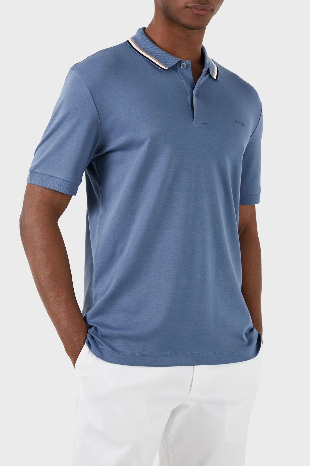 Boss Pamuklu Slim Fit Erkek Polo Yaka T Shirt 50469360 479 MAVİ - 4