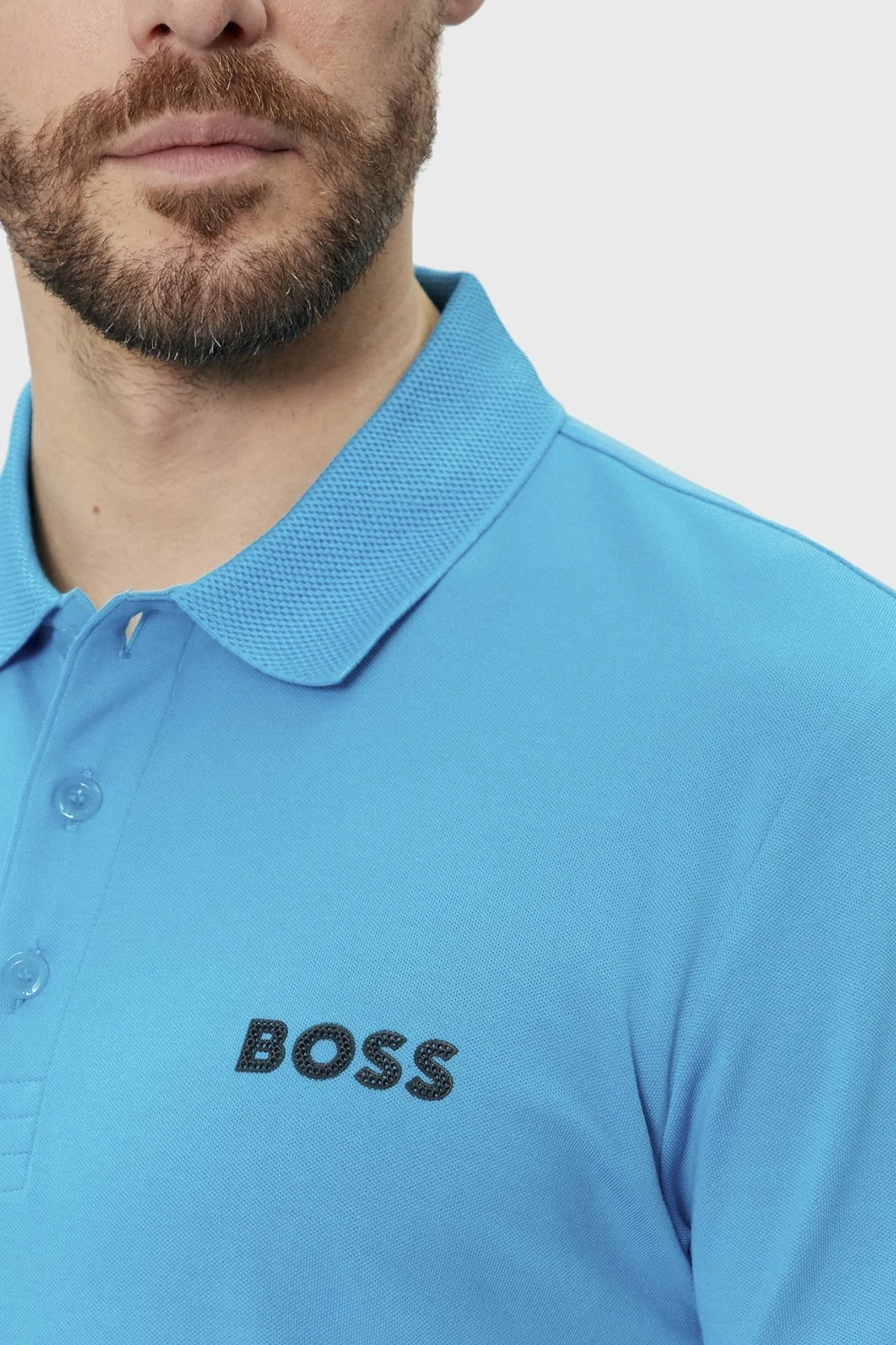 Boss Pamuklu Slim Fit Erkek Polo Yaka T Shirt 50512789 442 TURKUAZ - 4