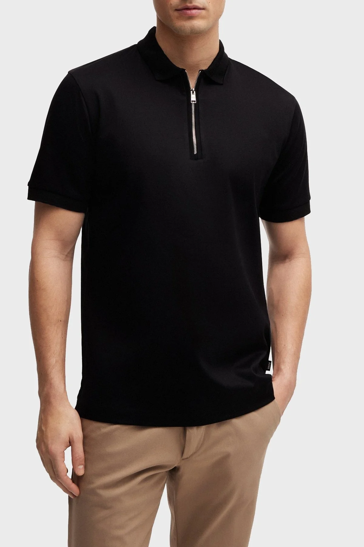 Boss Pamuklu Slim Fit Fermuarlı Erkek Polo Yaka T Shirt 50513375 001 SİYAH - 1