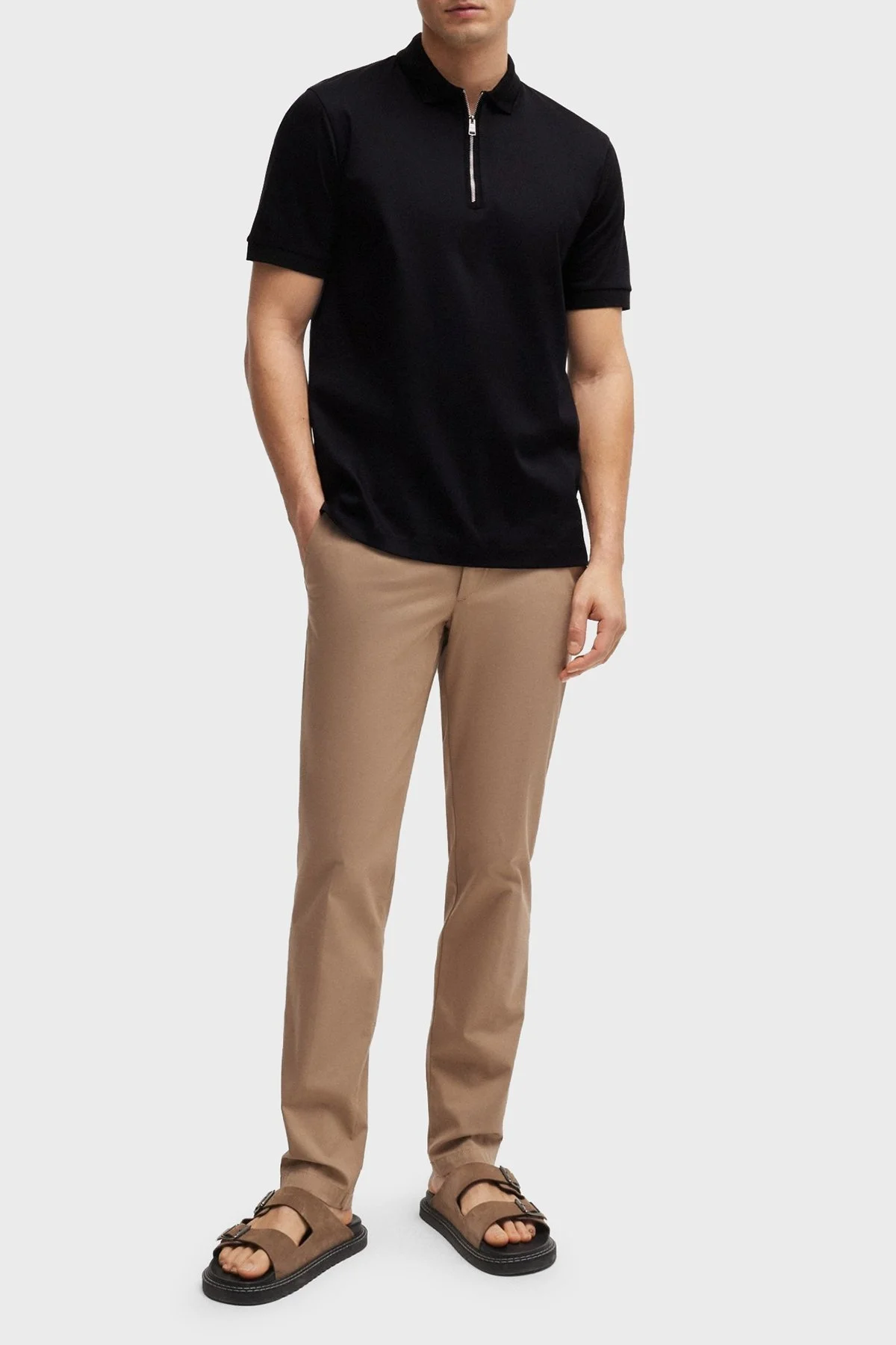 Boss Pamuklu Slim Fit Fermuarlı Erkek Polo Yaka T Shirt 50513375 001 SİYAH - 3