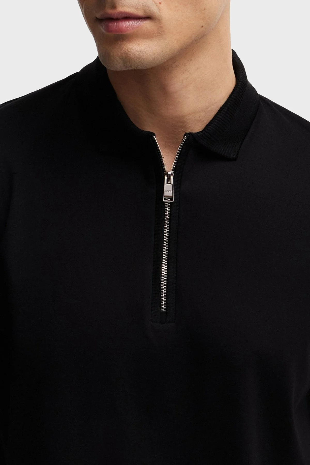 Boss Pamuklu Slim Fit Fermuarlı Erkek Polo Yaka T Shirt 50513375 001 SİYAH - 4