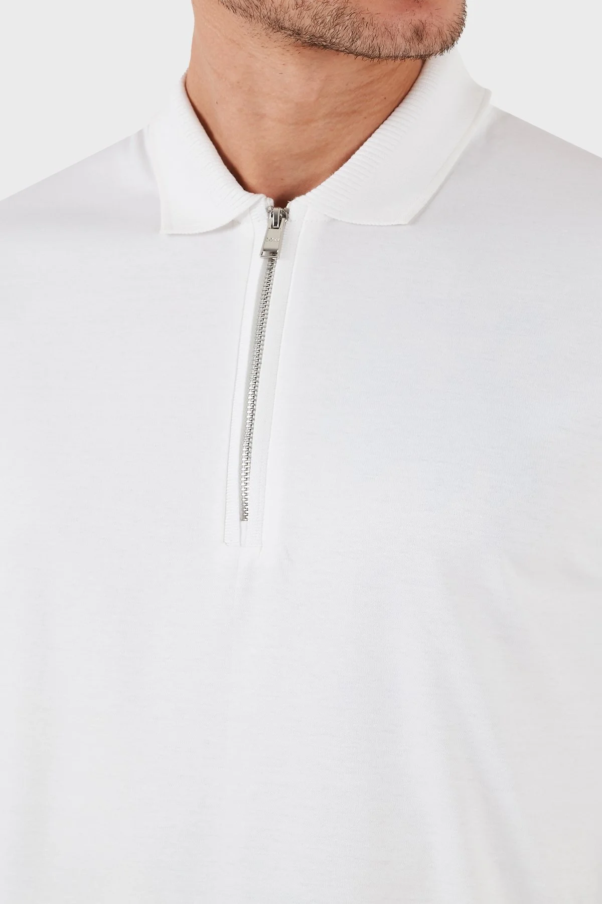 Boss Pamuklu Slim Fit Fermuarlı Erkek Polo Yaka T Shirt 50513375 100 BEYAZ - 11