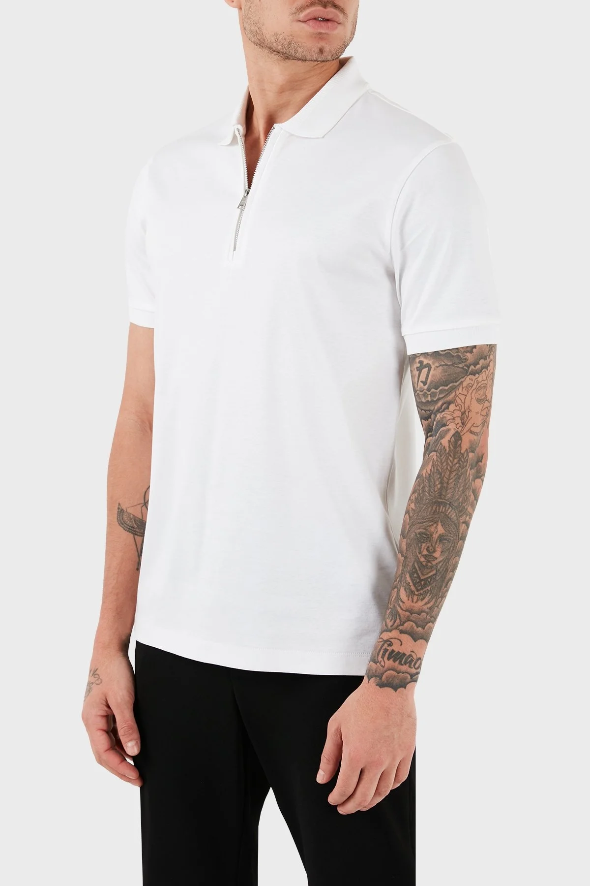 Boss Pamuklu Slim Fit Fermuarlı Erkek Polo Yaka T Shirt 50513375 100 BEYAZ - 12