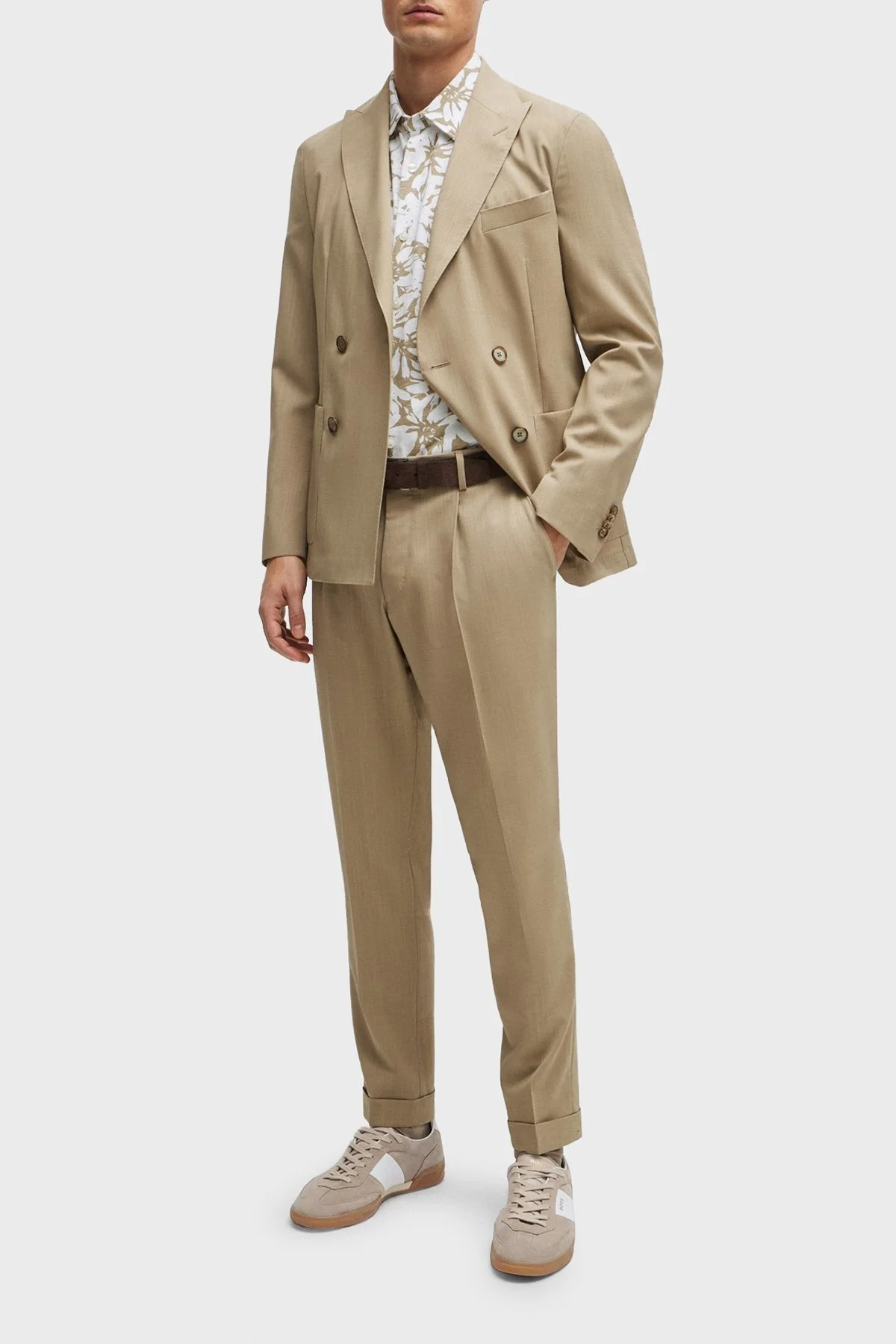 Boss Pamuklu Slim Fit Kısa Kollu Erkek Gömlek 50513760 100 BEYAZ-BEJ - 8