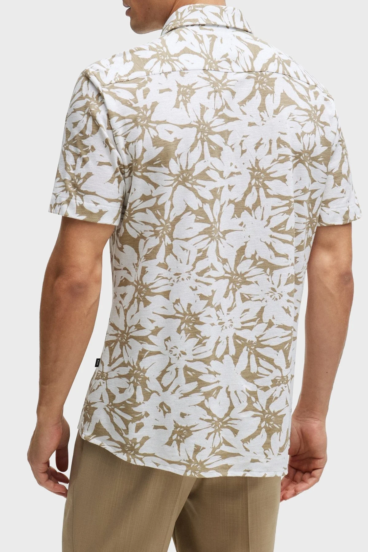 Boss Pamuklu Slim Fit Kısa Kollu Erkek Gömlek 50513760 100 BEYAZ-BEJ - 9