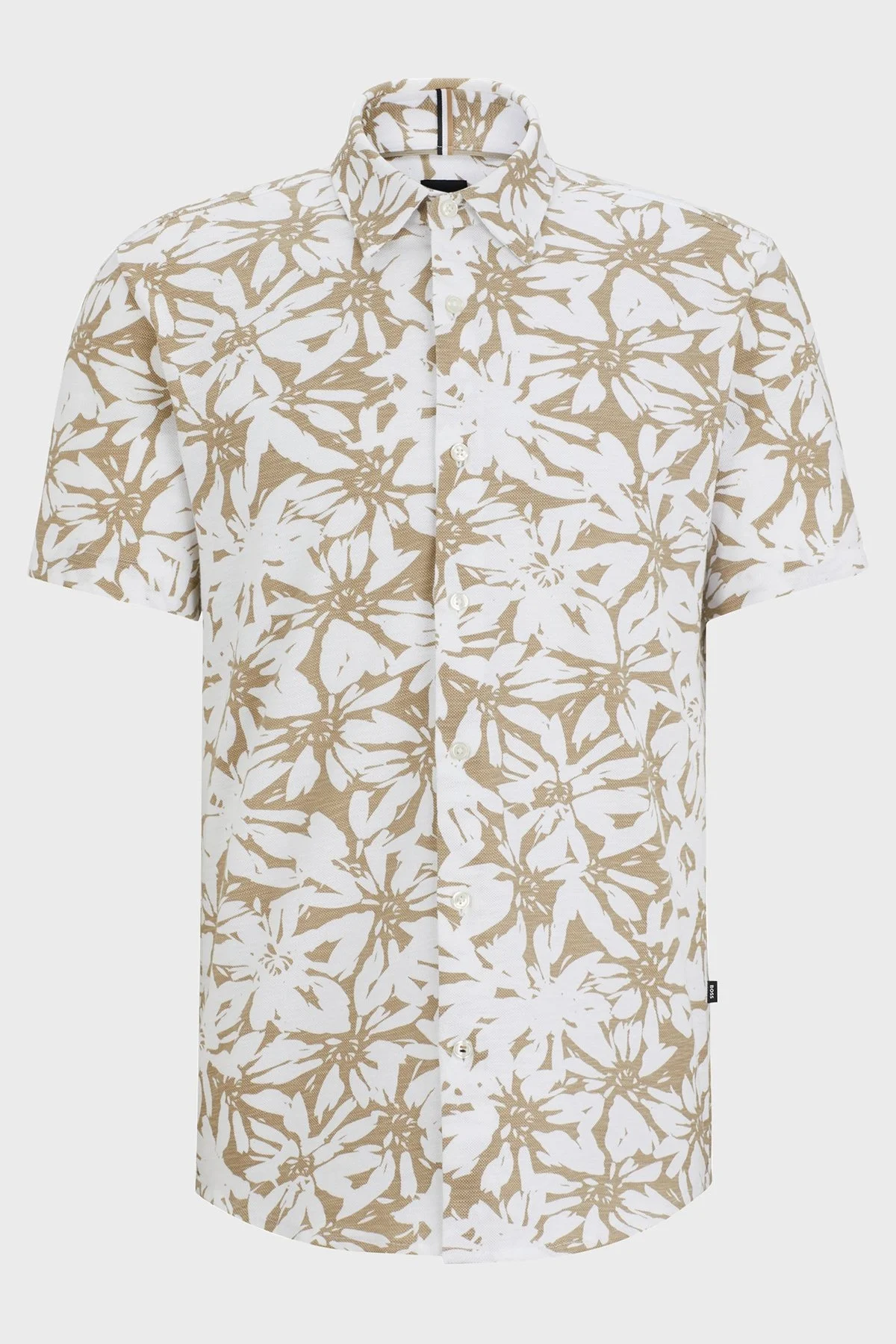 Boss Pamuklu Slim Fit Kısa Kollu Erkek Gömlek 50513760 100 BEYAZ-BEJ - 12