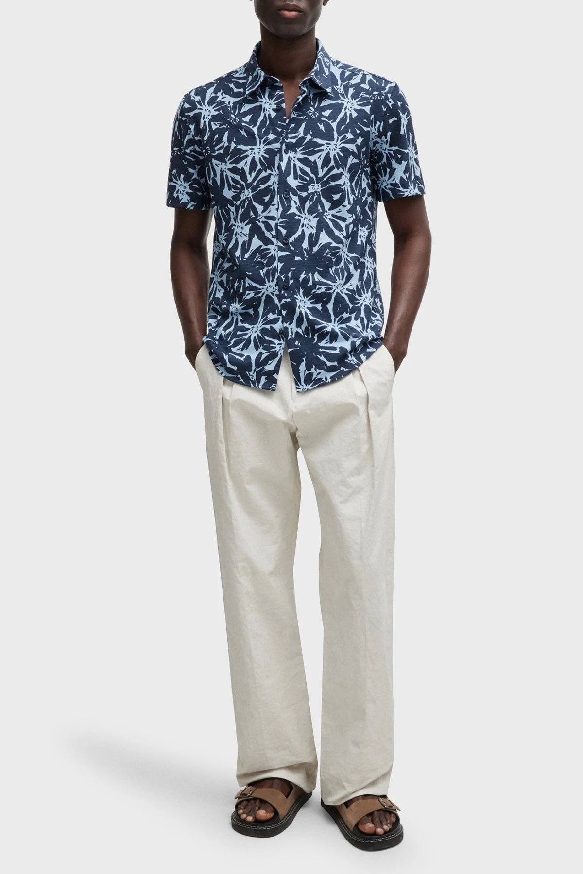 Boss Pamuklu Slim Fit Kısa Kollu Erkek Gömlek 50513760 404 LACİVERT - 3