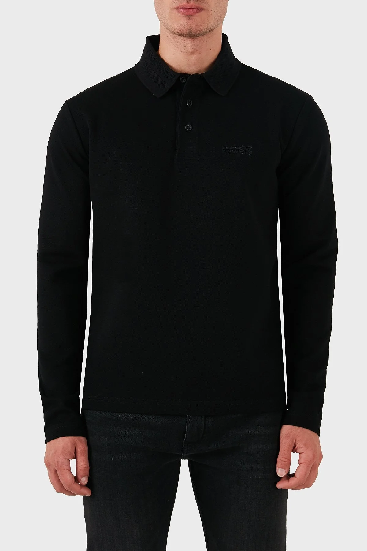 Boss Pamuklu Slim Fit Logolu Erkek Polo Yaka Sweat 50524620 001 SİYAH - 1