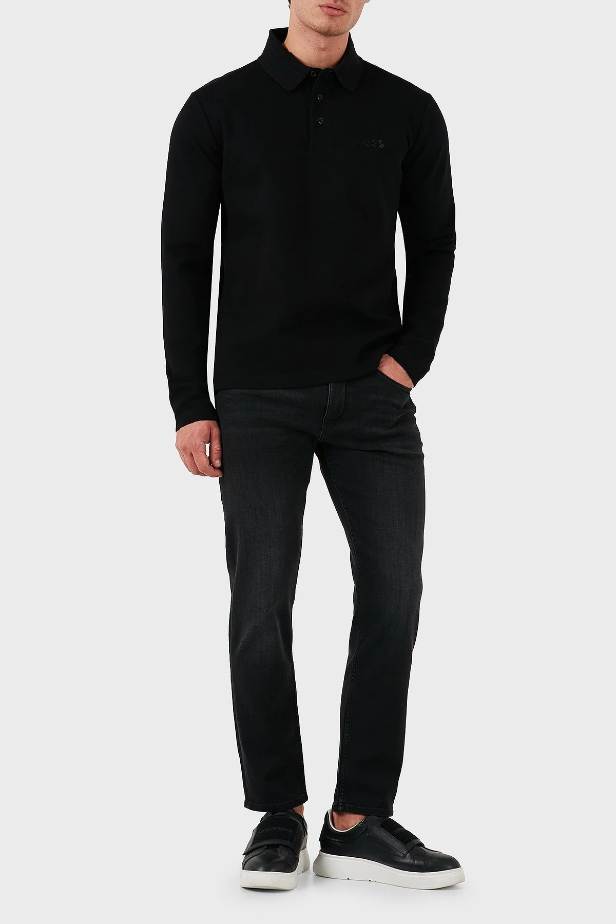 Boss Pamuklu Slim Fit Logolu Erkek Polo Yaka Sweat 50524620 001 SİYAH - 2