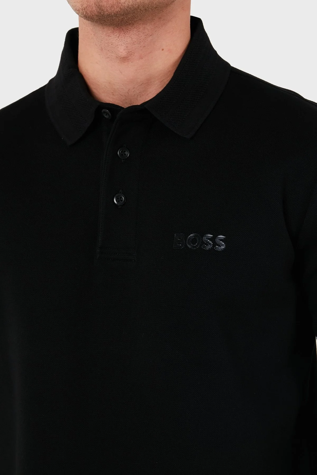Boss Pamuklu Slim Fit Logolu Erkek Polo Yaka Sweat 50524620 001 SİYAH - 5