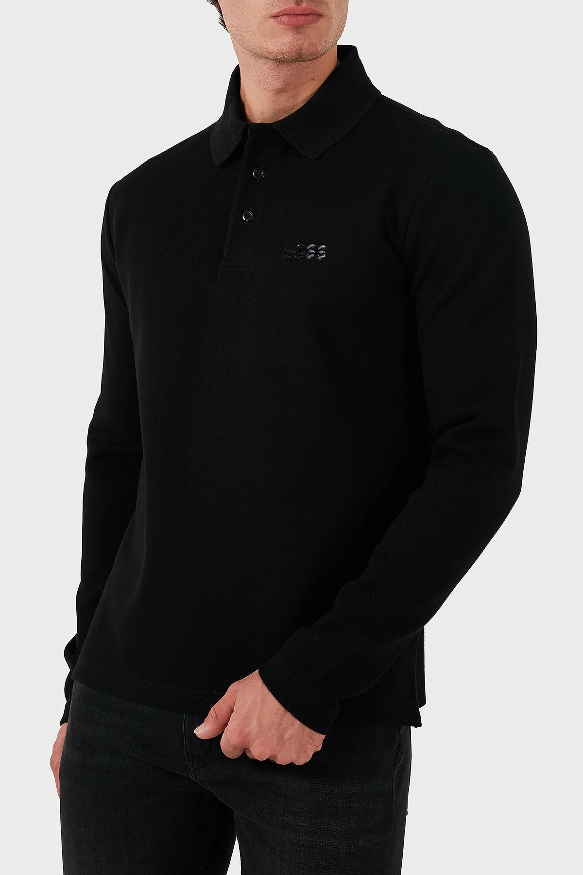 Boss Pamuklu Slim Fit Logolu Erkek Polo Yaka Sweat 50524620 001 SİYAH - 4