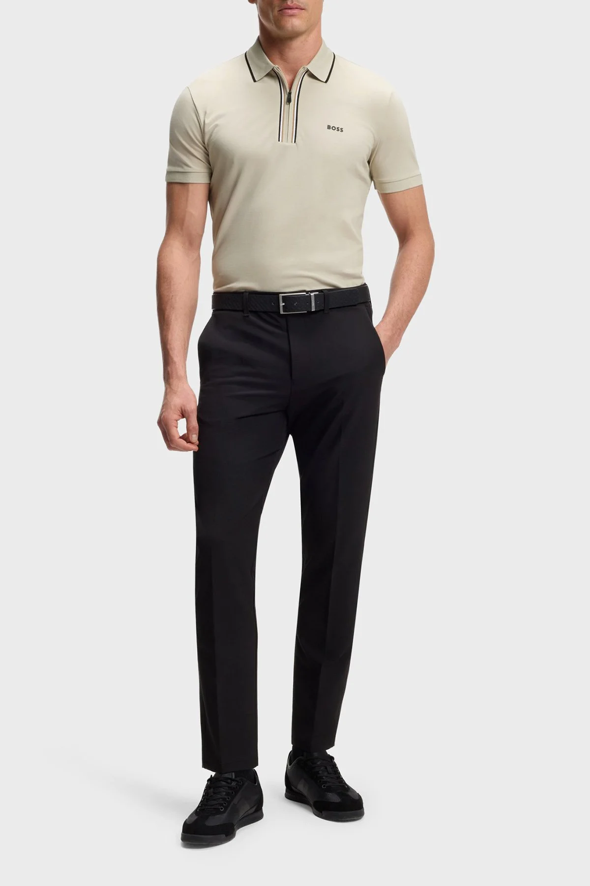 Boss Pamuklu Slim Fit Logolu Fermuarlı Erkek Polo 50555698 272 BEJ - 2