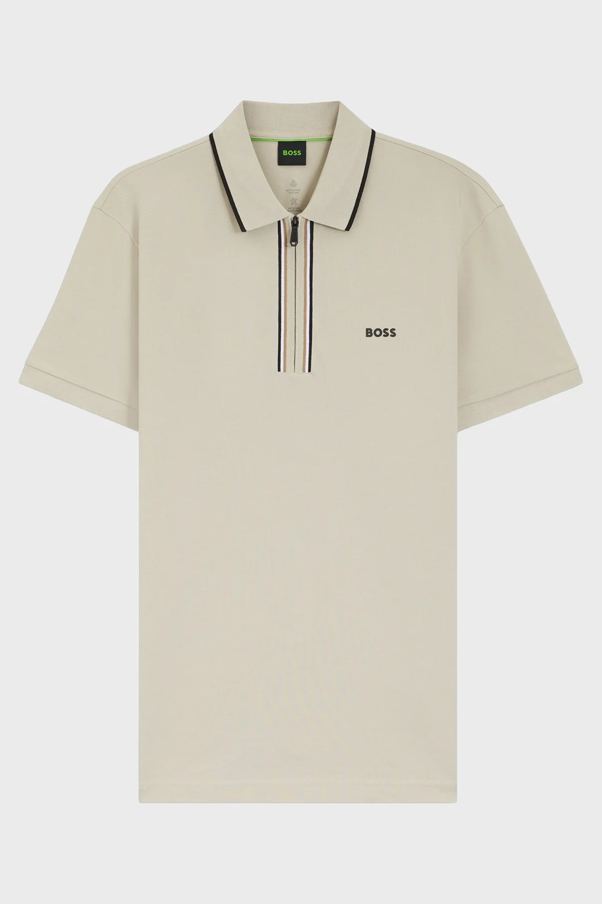 Boss Pamuklu Slim Fit Logolu Fermuarlı Erkek Polo 50555698 272 BEJ - 5