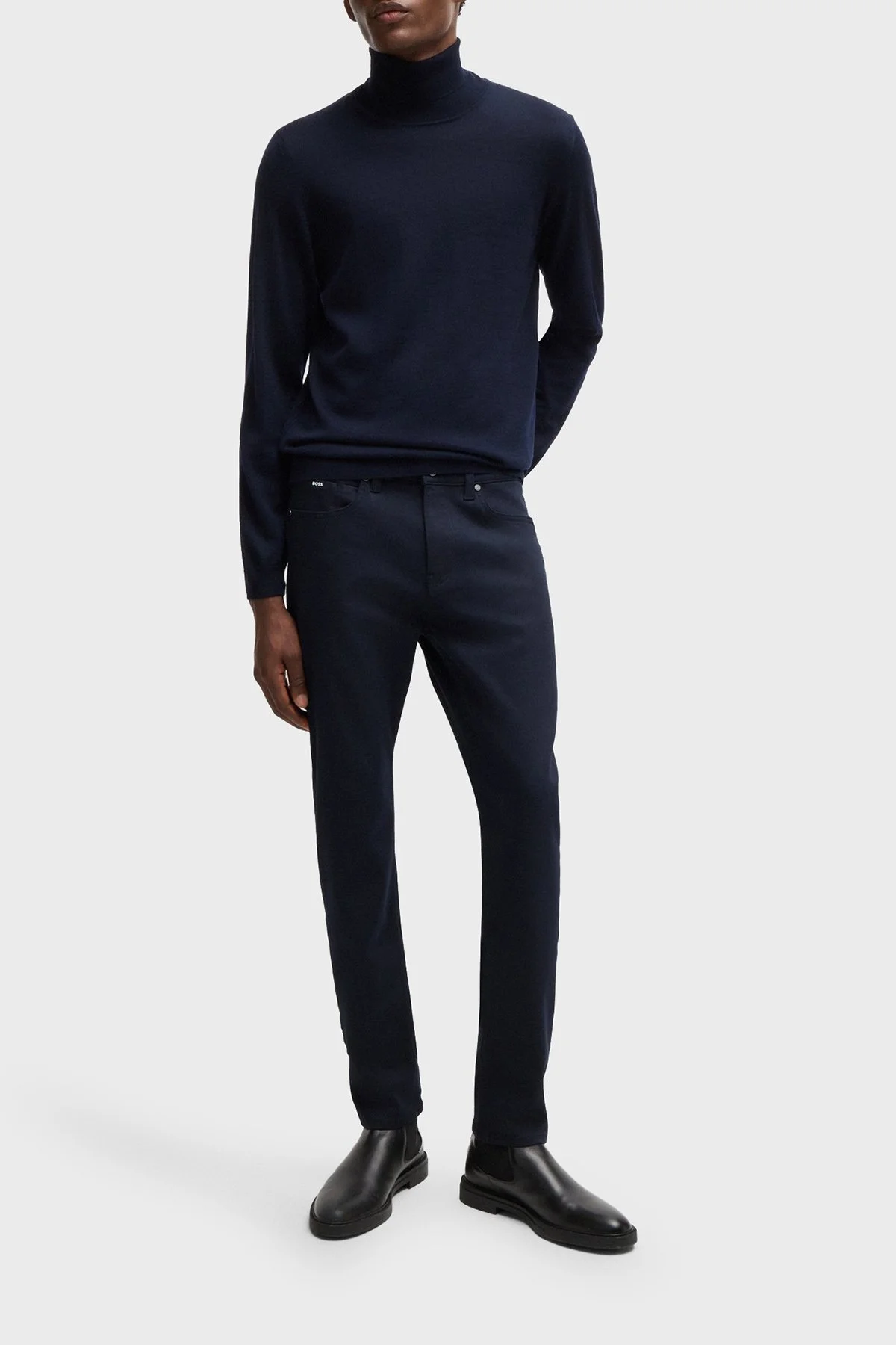 Boss Pamuklu Slim Fit Logolu Normal Bel Dar Paça Jeans Erkek Kot Pantolon 50528667 404 LACİVERT - 2