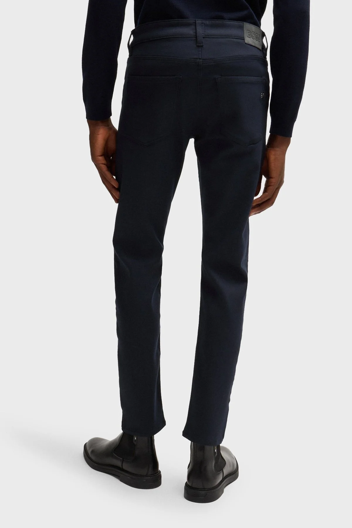 Boss Pamuklu Slim Fit Logolu Normal Bel Dar Paça Jeans Erkek Kot Pantolon 50528667 404 LACİVERT - 4