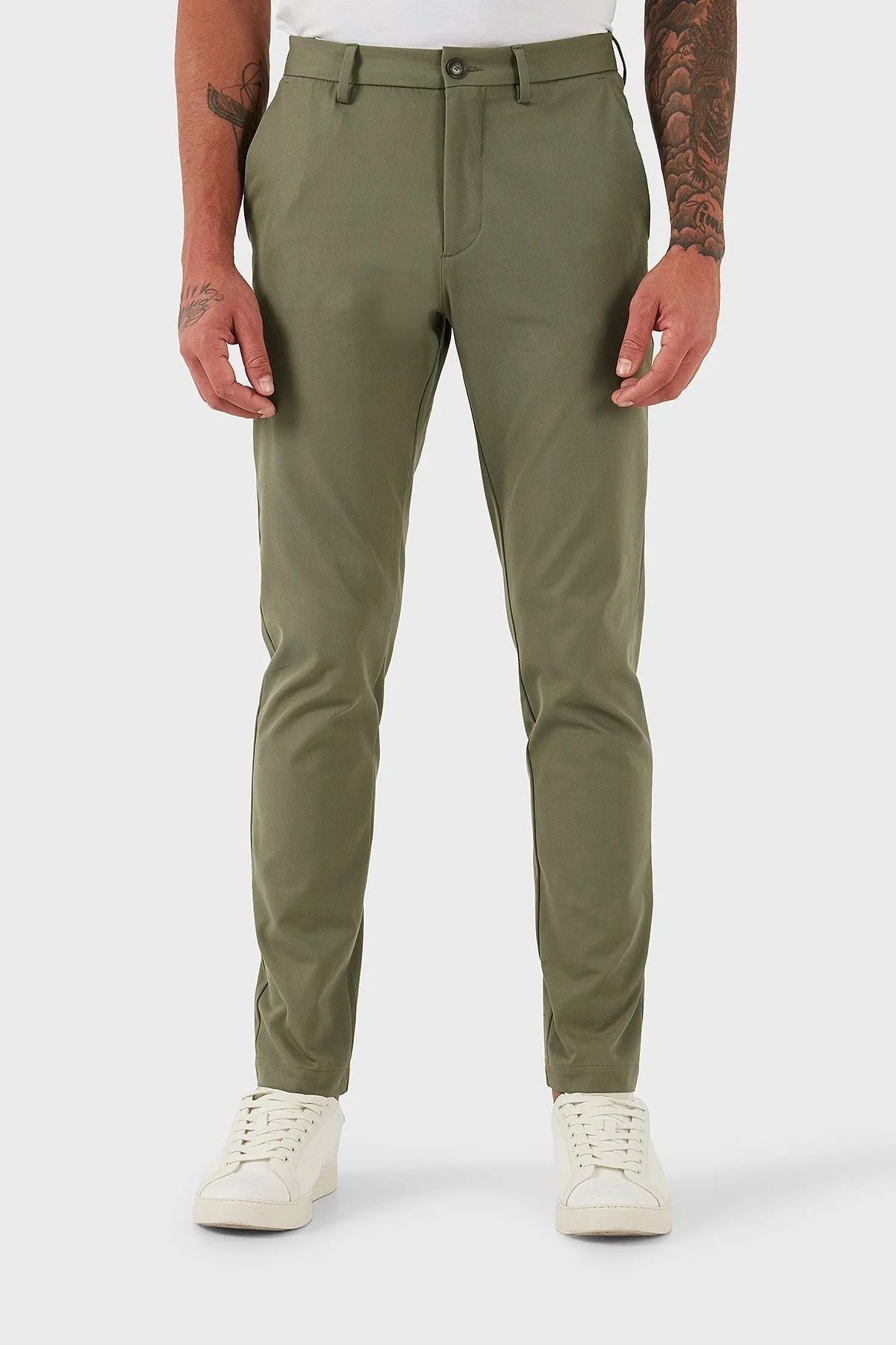 Boss Pamuklu Slim Fit Normal Bel Dar Paça Chino Erkek Pantolon 50543945 314 HAKİ - 1