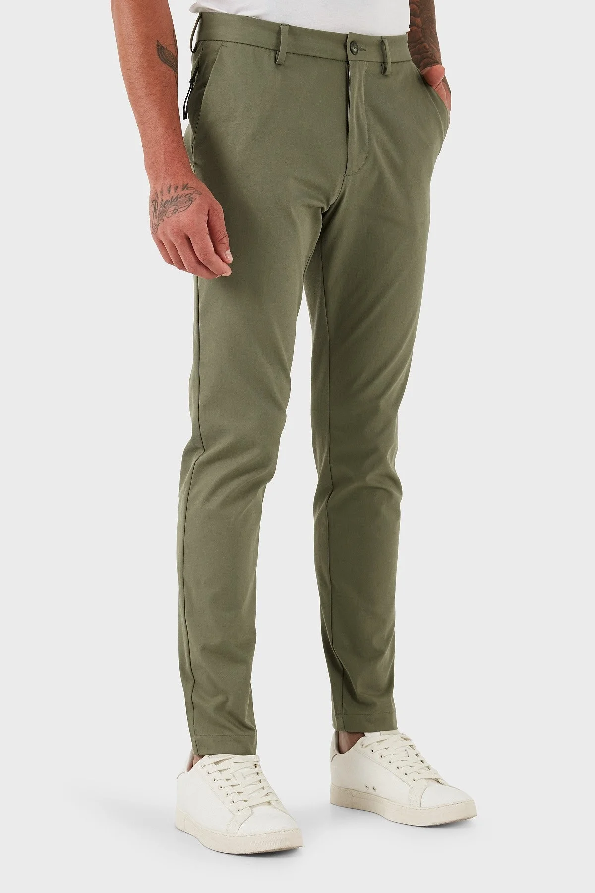 Boss Pamuklu Slim Fit Normal Bel Dar Paça Chino Erkek Pantolon 50543945 314 HAKİ - 5