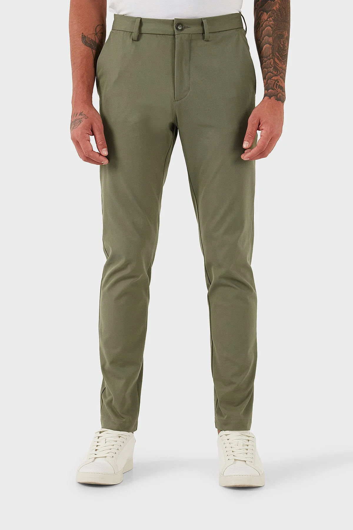 Boss Pamuklu Slim Fit Normal Bel Dar Paça Chino Erkek Pantolon 50543945 314 HAKİ - 1