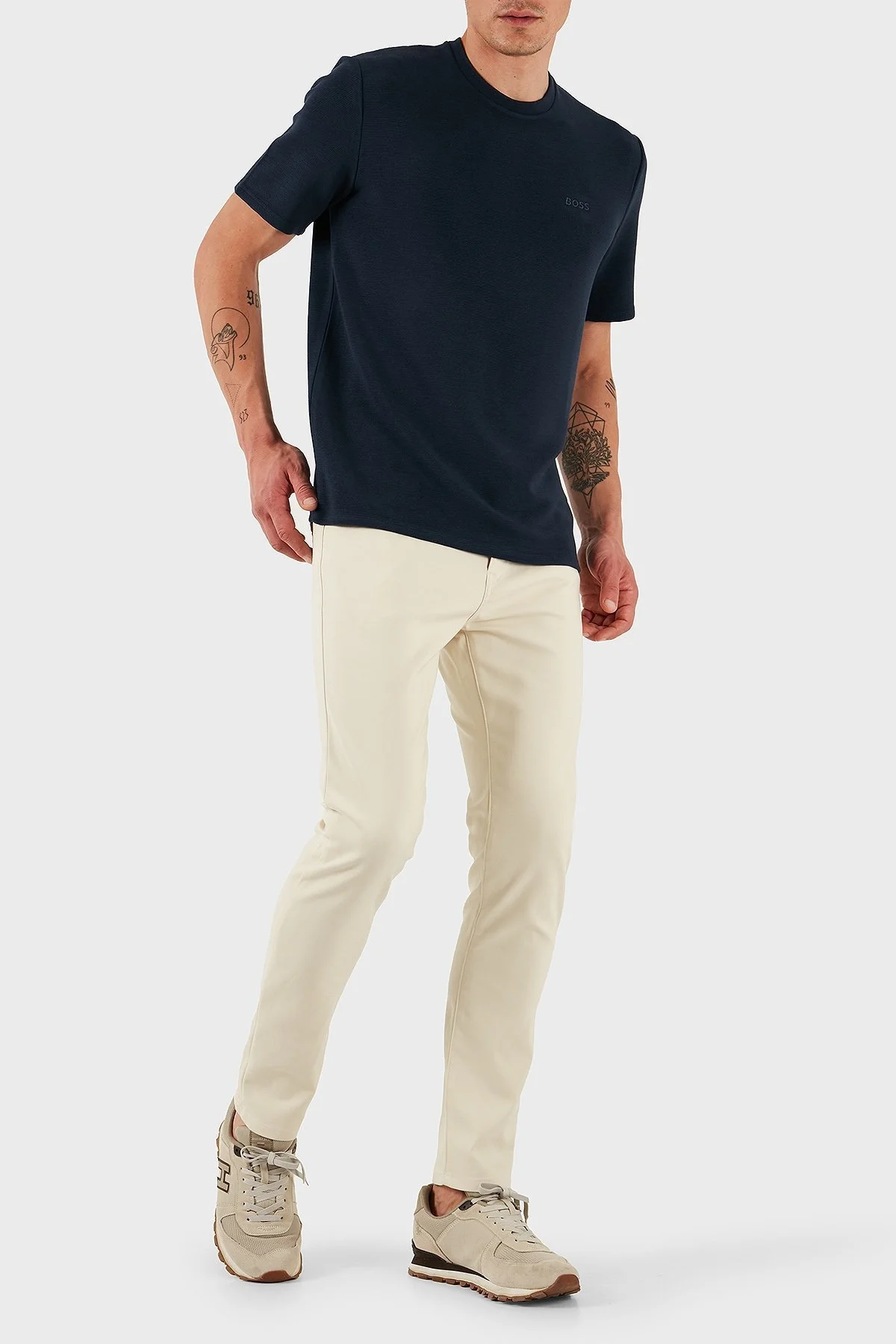 Boss Pamuklu Slim Fit Normal Bel Dar Paça Erkek Pantolon 50534905 131 EKRU - 3