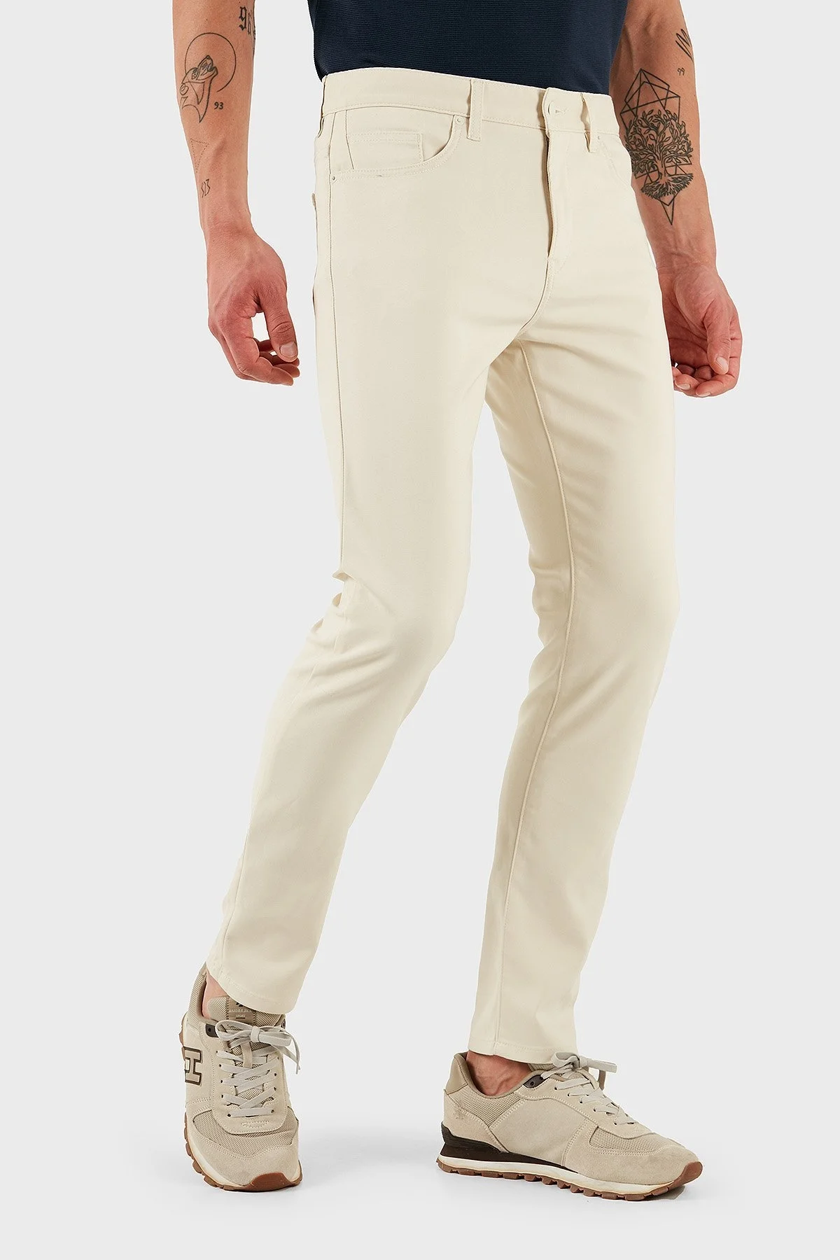 Boss Pamuklu Slim Fit Normal Bel Dar Paça Erkek Pantolon 50534905 131 EKRU - 4