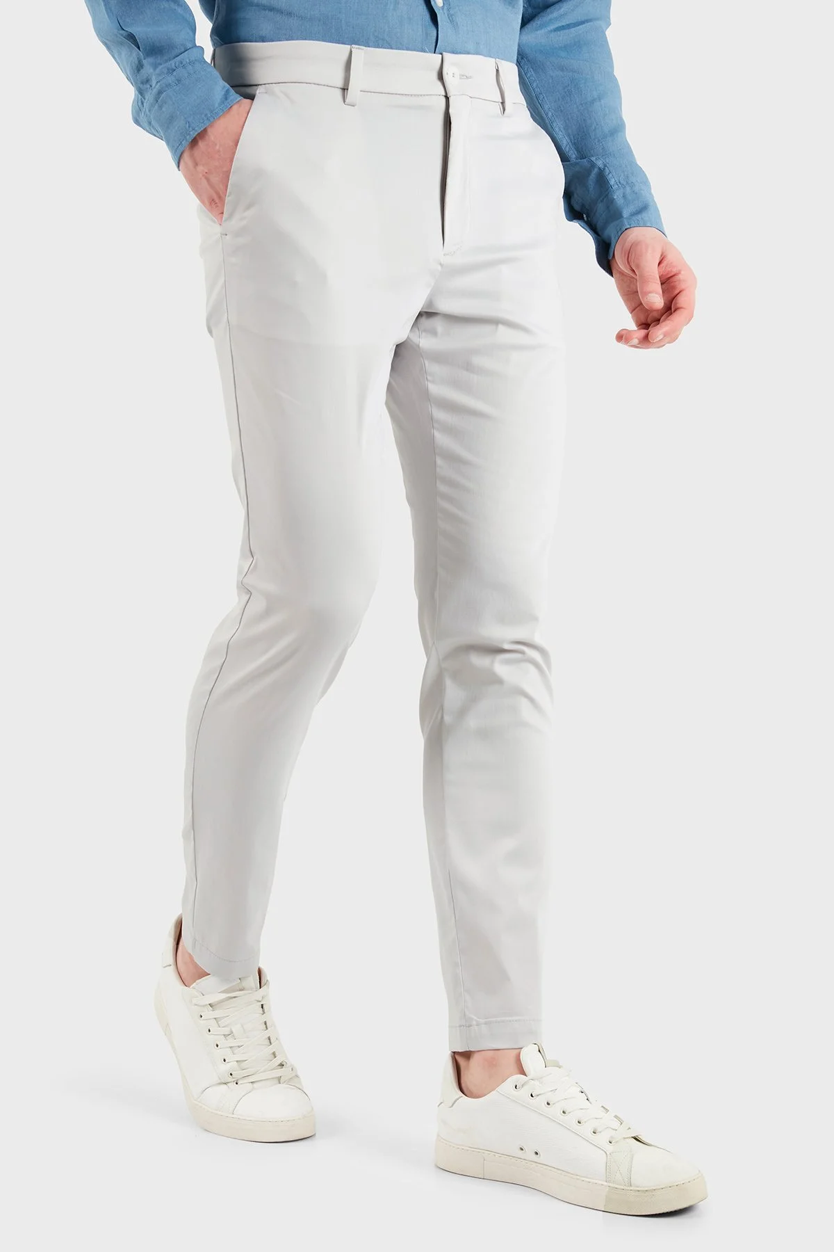 Boss Pamuklu Slim Fit Normal Bel Dar Paça Erkek Pantolon 50553841 068 GRİ - 5