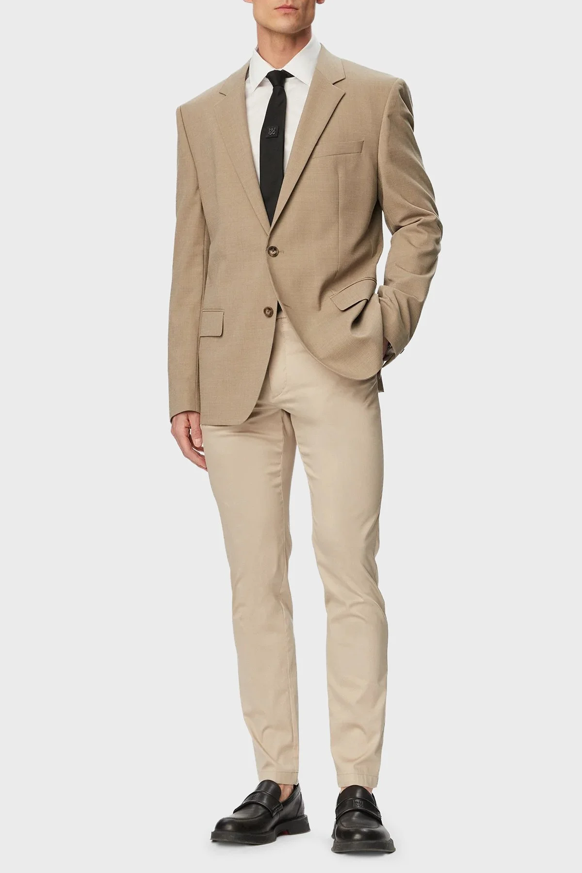 Boss Pamuklu Slim Fit Normal Bel Dar Paça Erkek Pantolon 50553841 286 BEJ - 2