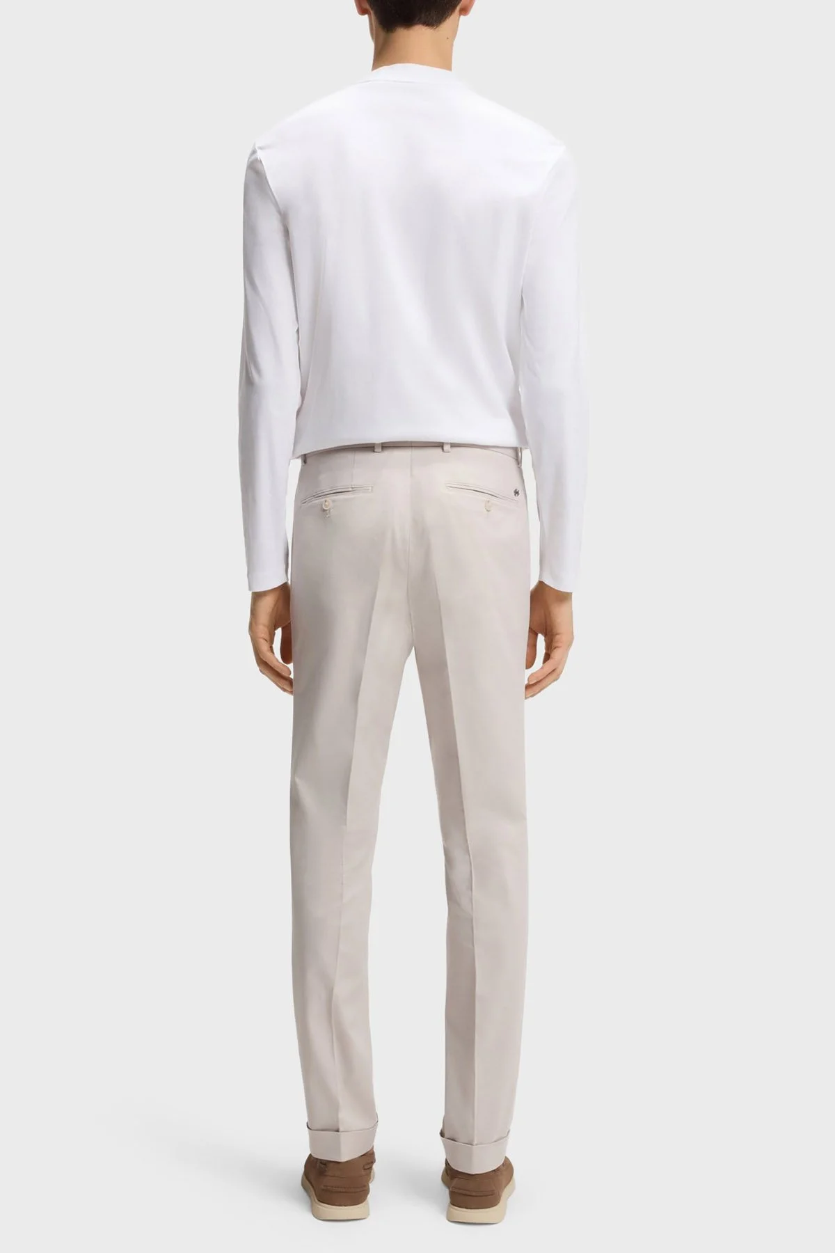 Boss Pamuklu Slim Fit Normal Bel Dar Paça Erkek Pantolon 50561572 075 BEJ - 3