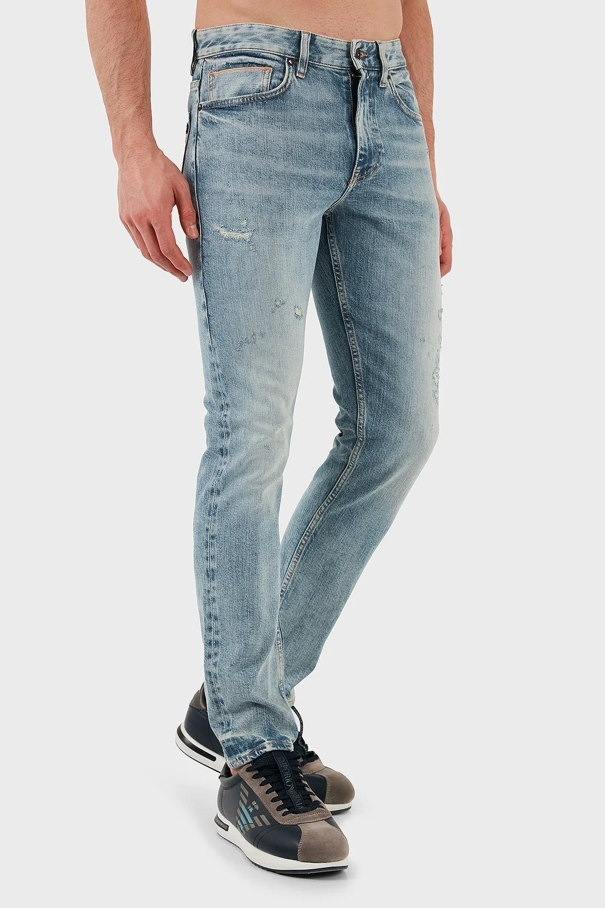 Boss Pamuklu Slim Fit Normal Bel Dar Paça Jeans Erkek Kot Pantolon 50532587 438 MAVİ - 3