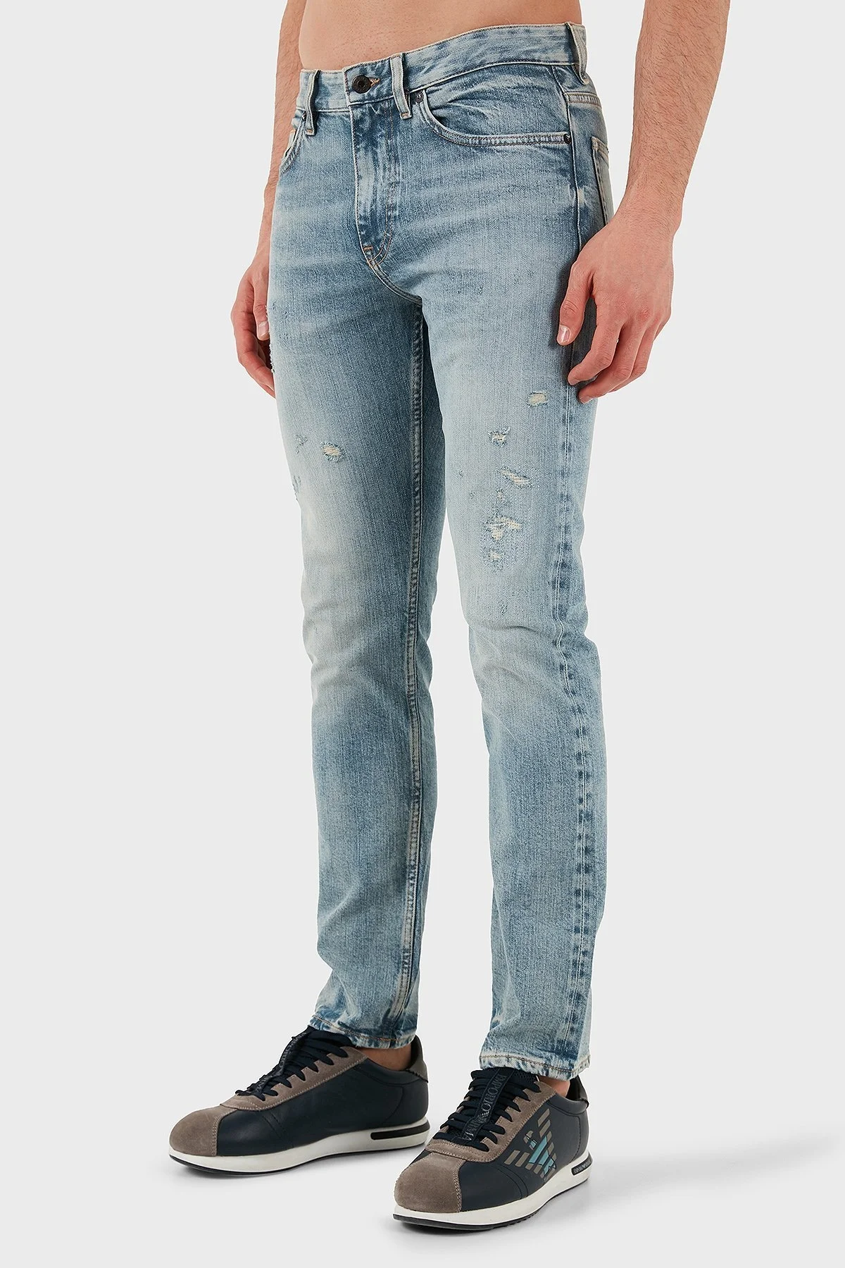 Boss Pamuklu Slim Fit Normal Bel Dar Paça Jeans Erkek Kot Pantolon 50532587 438 MAVİ - 4