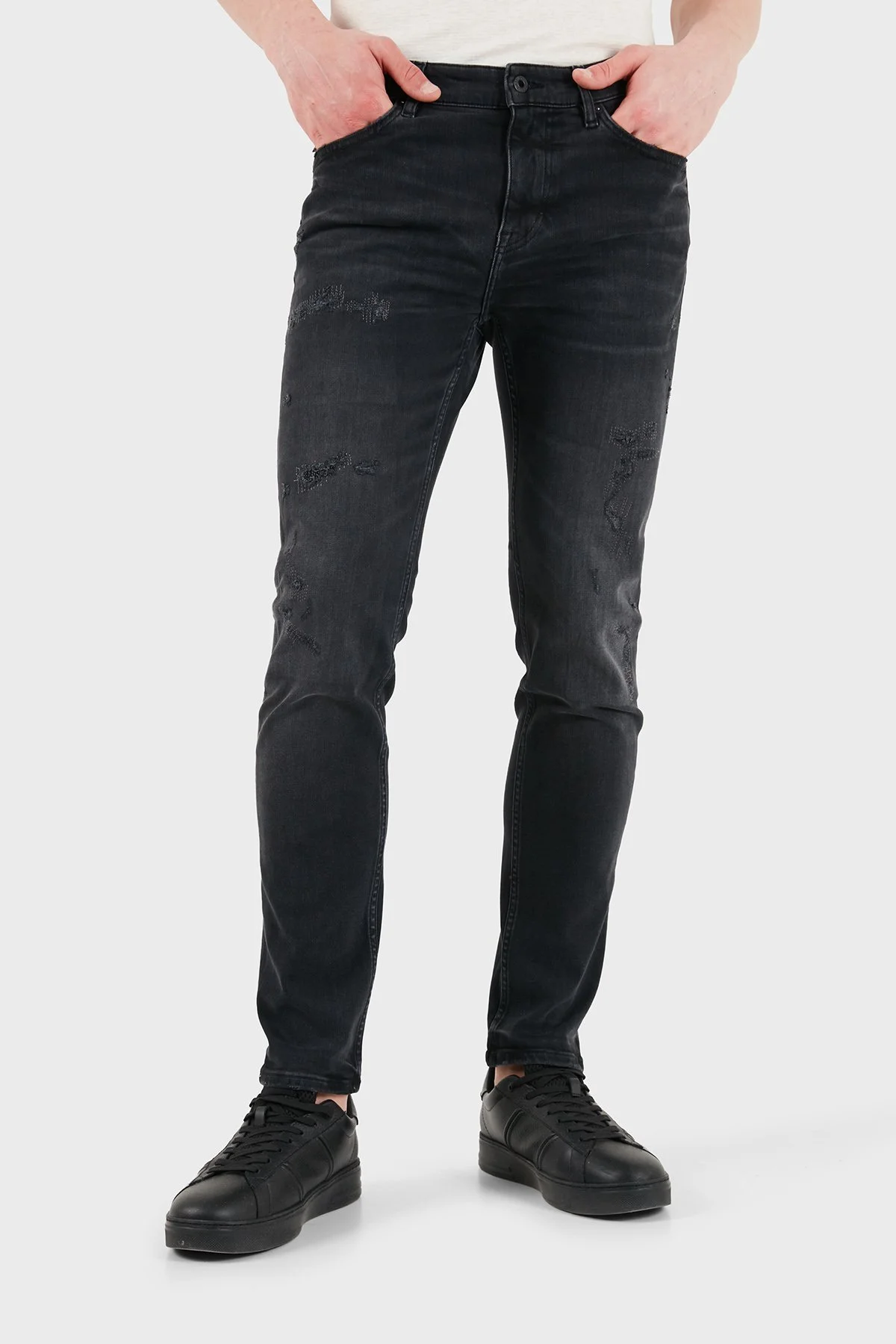 Boss Pamuklu Slim Fit Normal Bel Dar Paça Jeans Erkek Kot Pantolon 50559888 006 SİYAH - 4