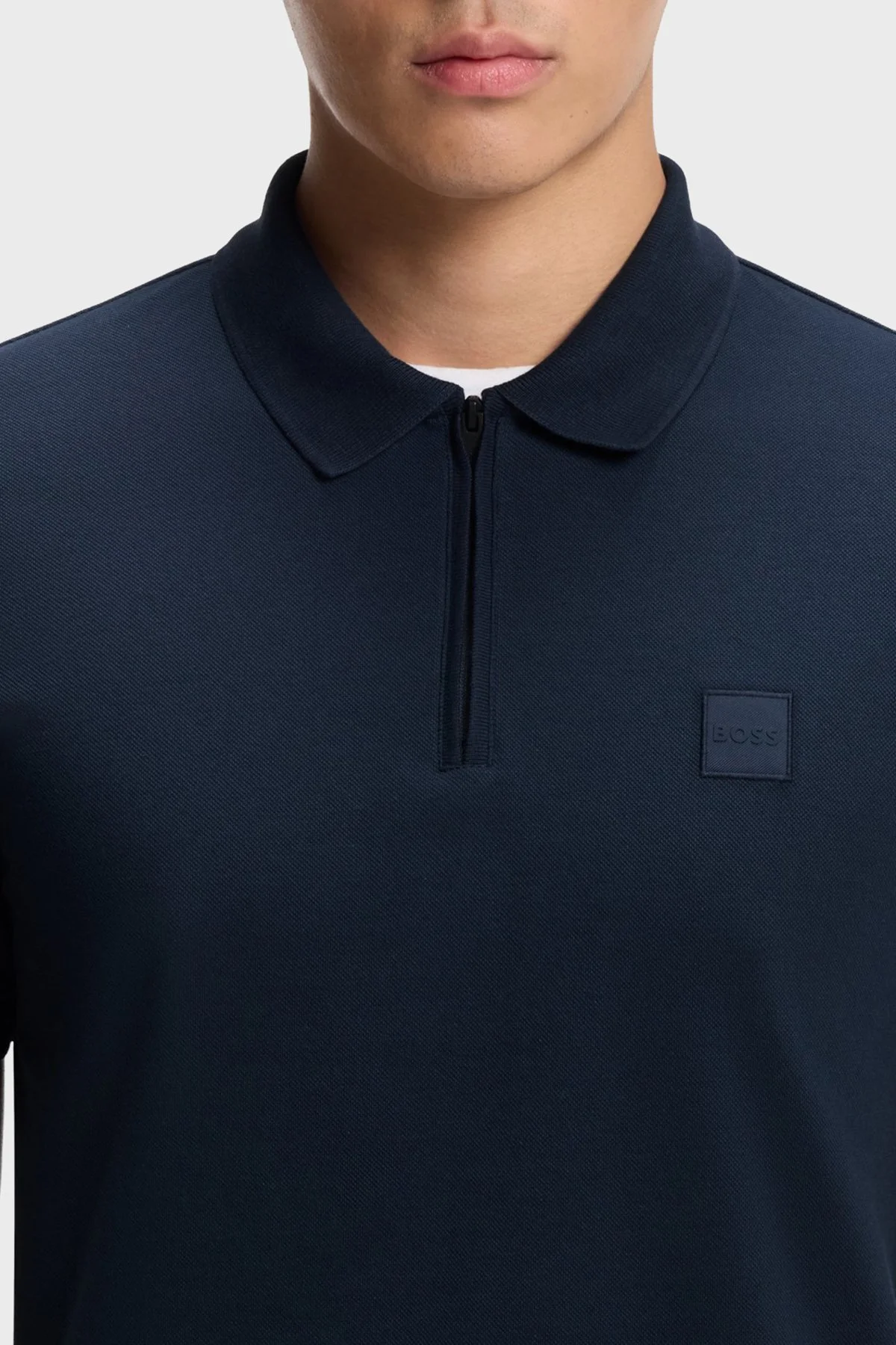 Boss Pamuklu Slim Fit Yarım Fermuarlı Erkek Polo 50537507 464 LACİVERT - 4