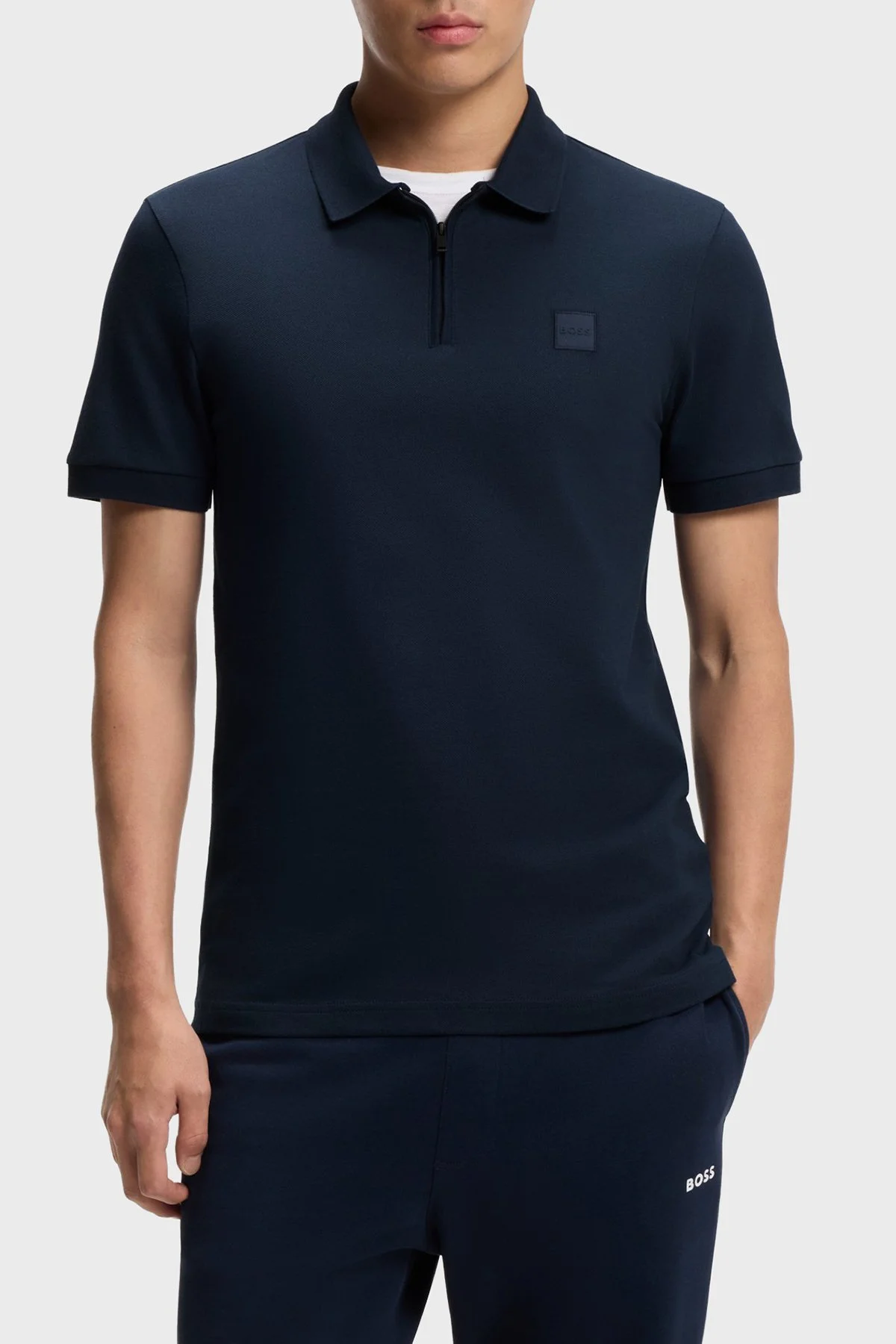 Boss Pamuklu Slim Fit Yarım Fermuarlı Erkek Polo 50537507 464 LACİVERT - 1