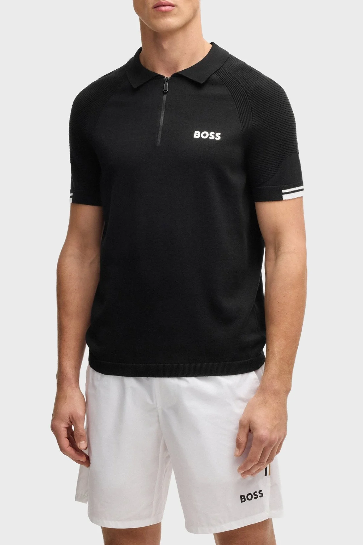 Boss Pamuklu Slim Fit Yarım Fermuarlı Erkek Polo Yaka T Shirt 50537146 002 SİYAH - 6