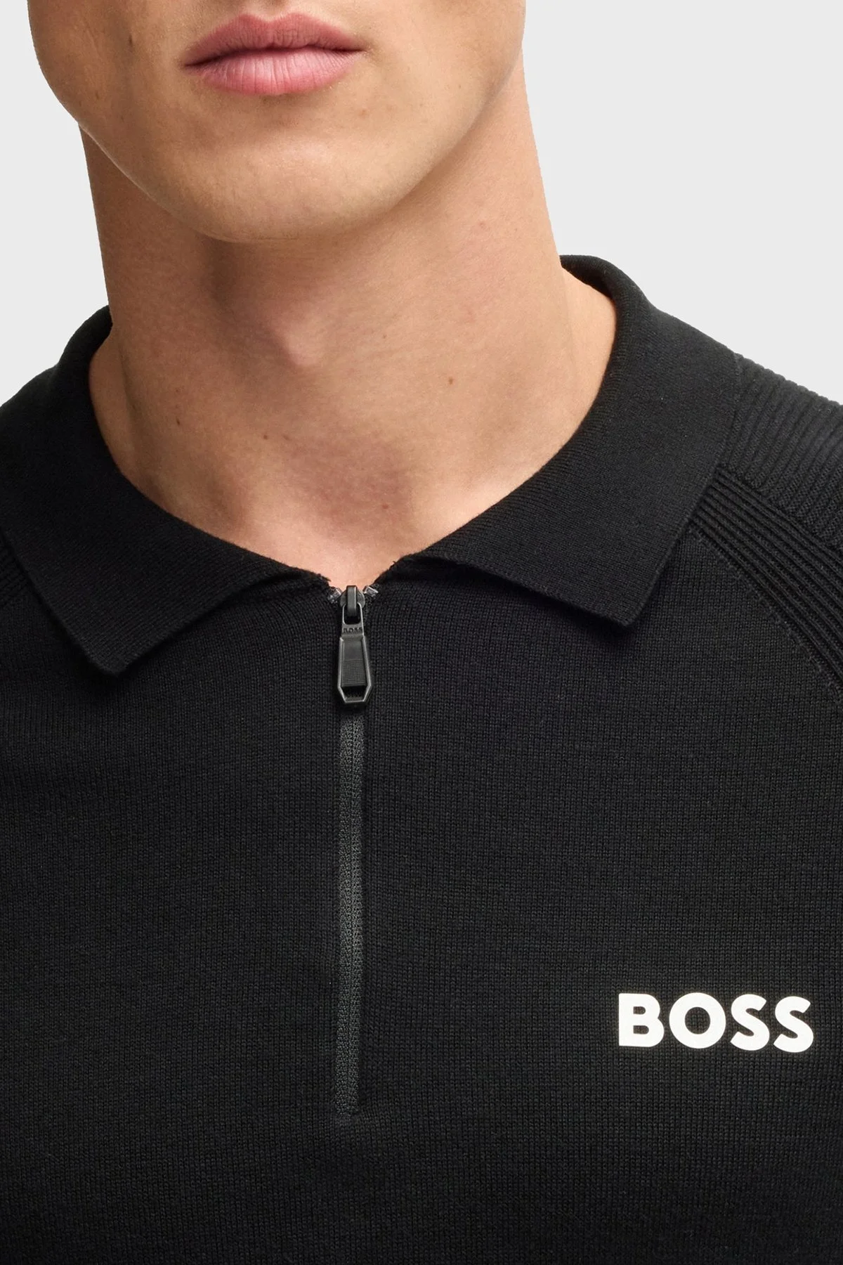 Boss Pamuklu Slim Fit Yarım Fermuarlı Erkek Polo Yaka T Shirt 50537146 002 SİYAH - 9