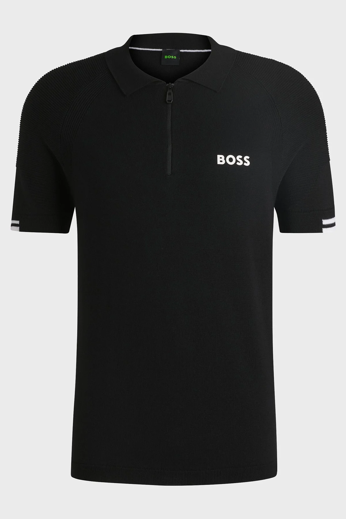 Boss Pamuklu Slim Fit Yarım Fermuarlı Erkek Polo Yaka T Shirt 50537146 002 SİYAH - 5