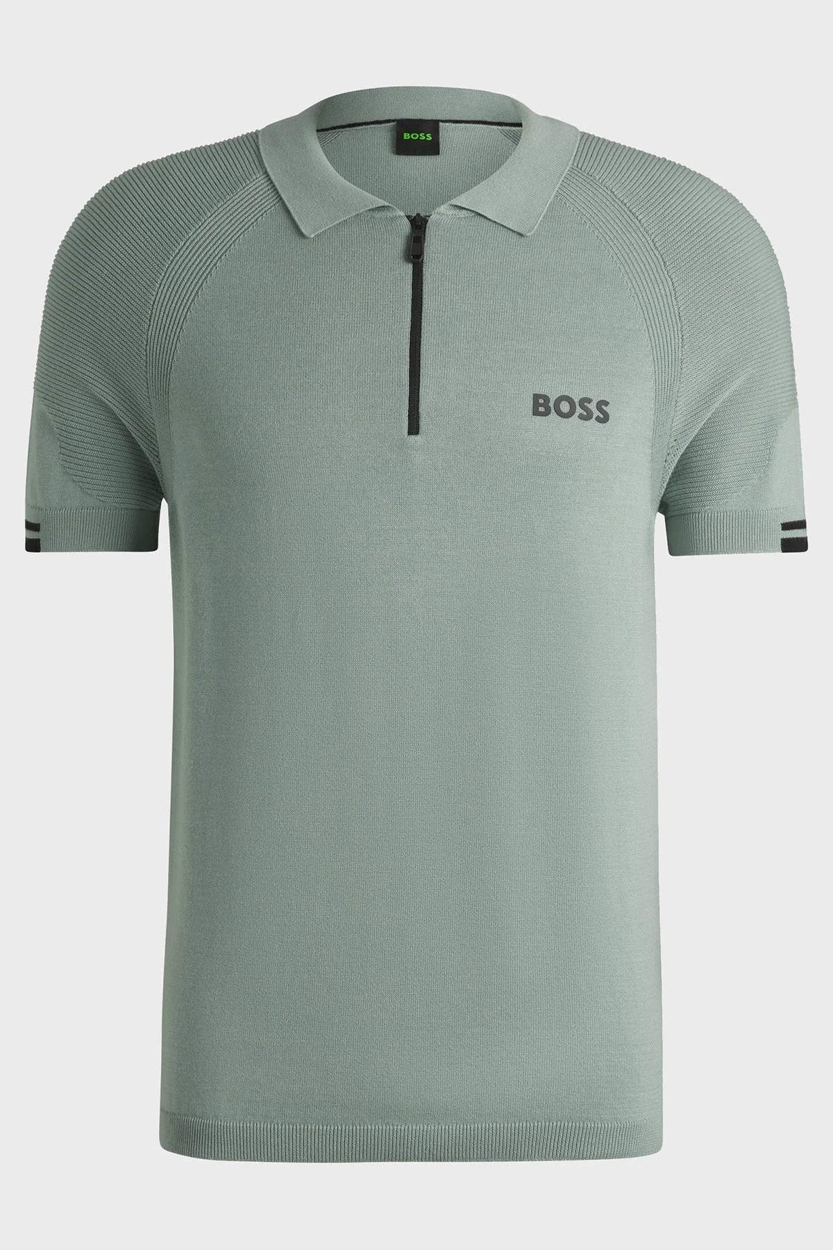 Boss Pamuklu Slim Fit Yarım Fermuarlı Erkek Polo Yaka T Shirt 50537146 357 AÇIK YEŞİL - 10