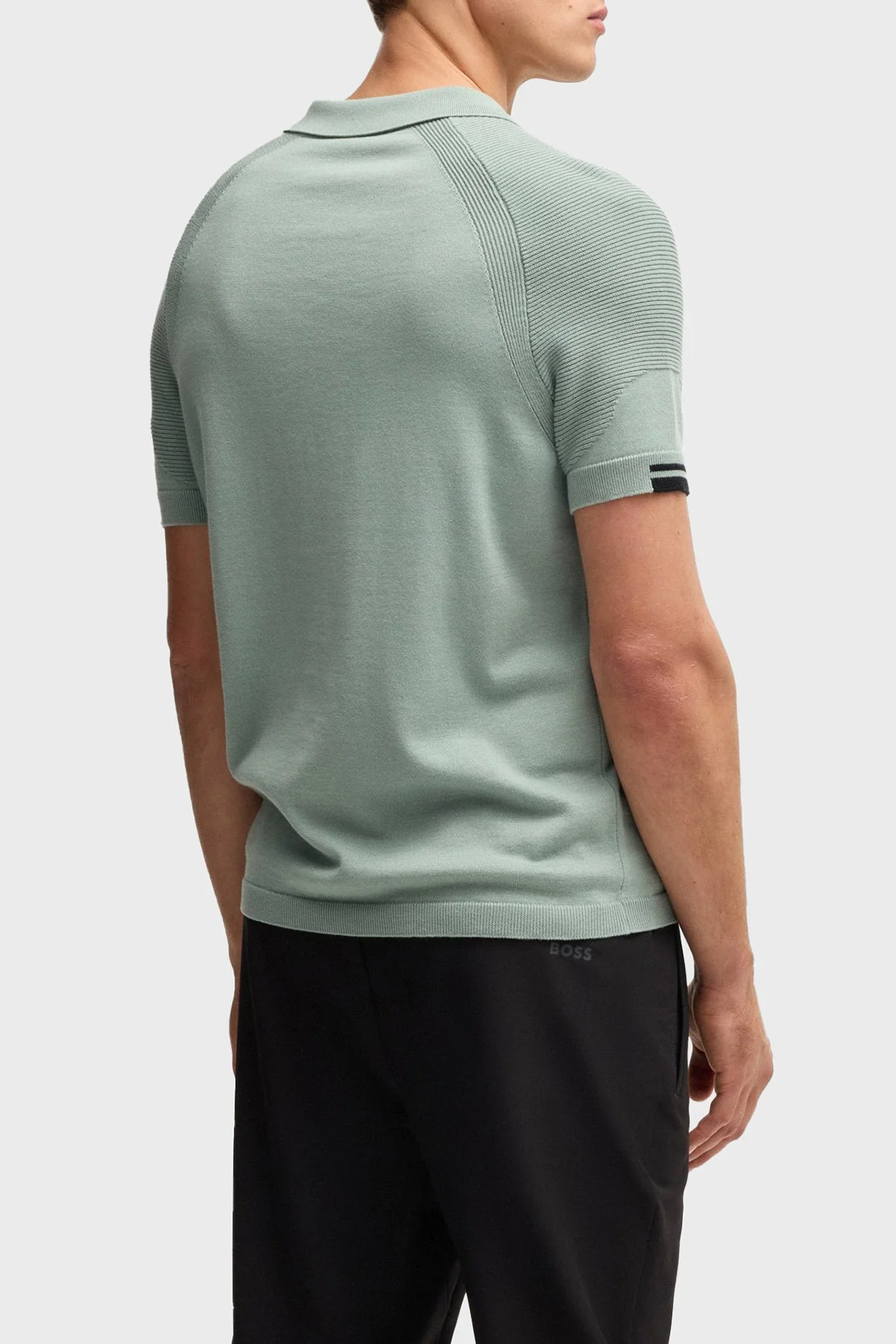 Boss Pamuklu Slim Fit Yarım Fermuarlı Erkek Polo Yaka T Shirt 50537146 357 AÇIK YEŞİL - 3