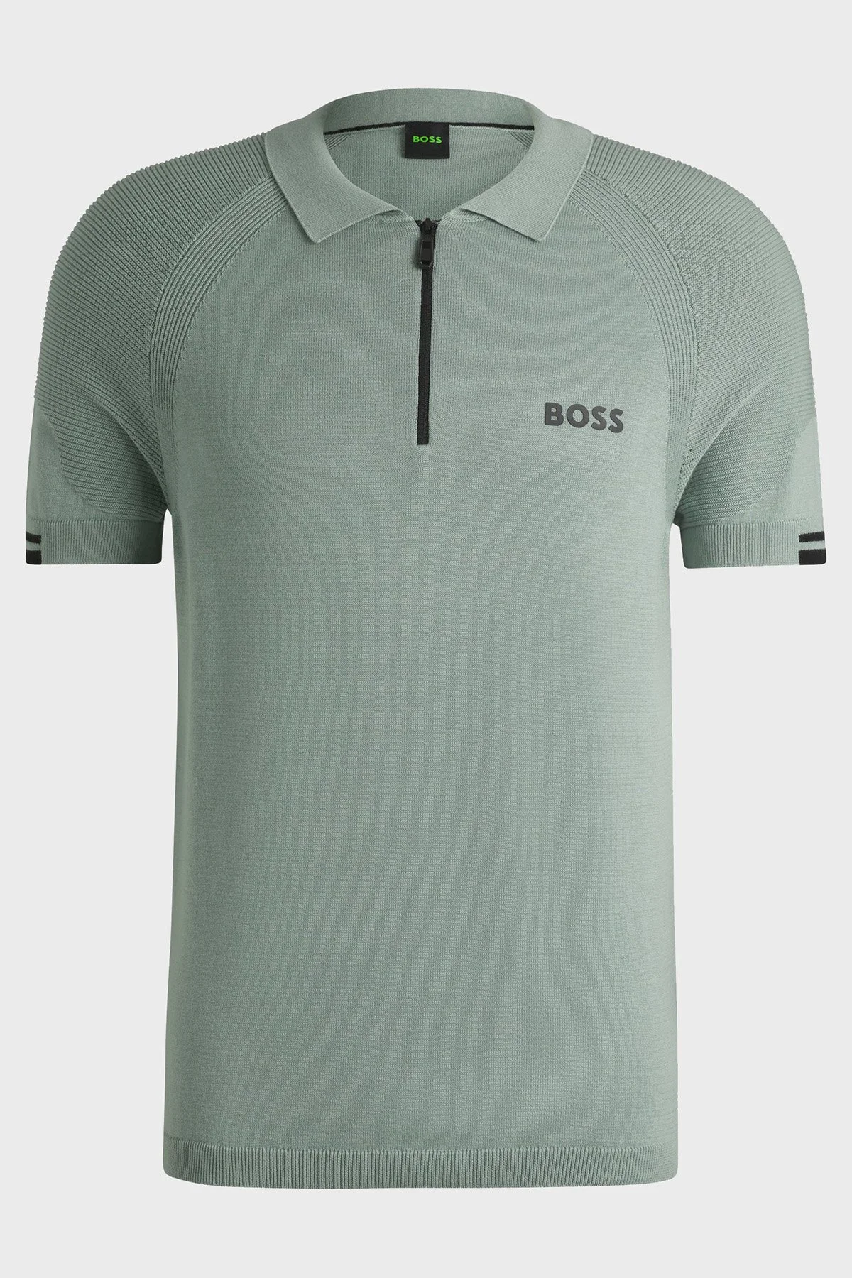 Boss Pamuklu Slim Fit Yarım Fermuarlı Erkek Polo Yaka T Shirt 50537146 357 AÇIK YEŞİL - 5