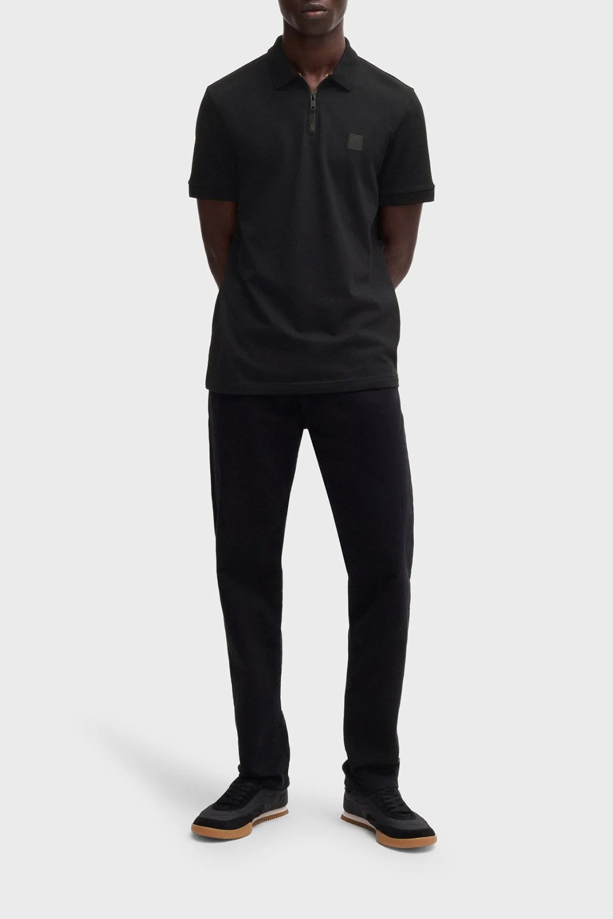 Boss Pamuklu Slim Fit Yarım Fermuarlı Erkek Polo Yaka T Shirt 50537507 001 SİYAH - 7