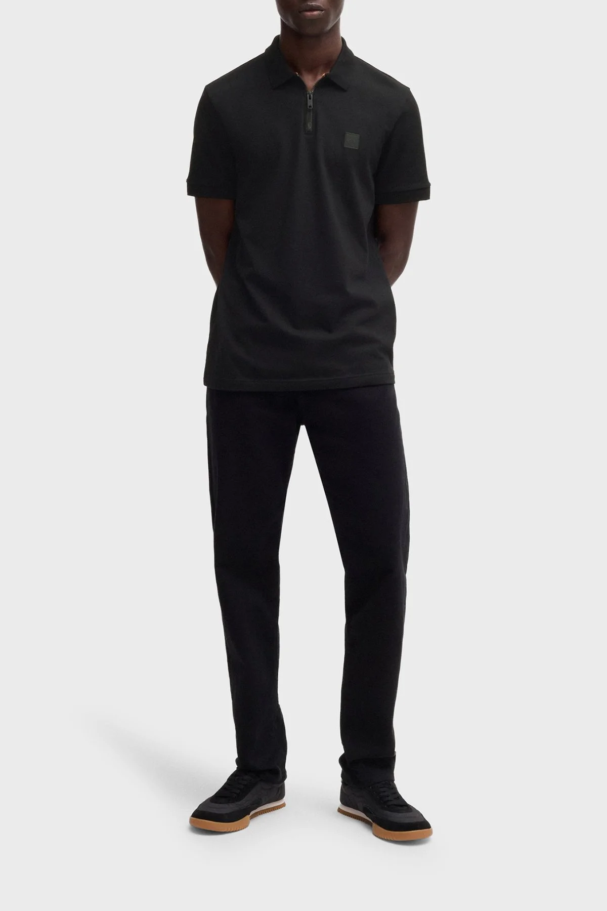 Boss Pamuklu Slim Fit Yarım Fermuarlı Erkek Polo Yaka T Shirt 50537507 001 SİYAH - 2