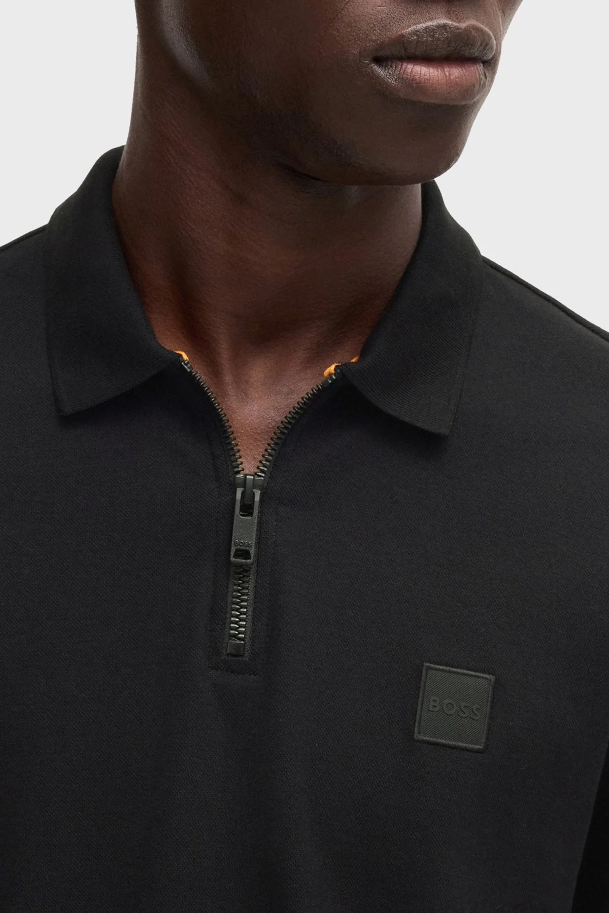 Boss Pamuklu Slim Fit Yarım Fermuarlı Erkek Polo Yaka T Shirt 50537507 001 SİYAH - 4
